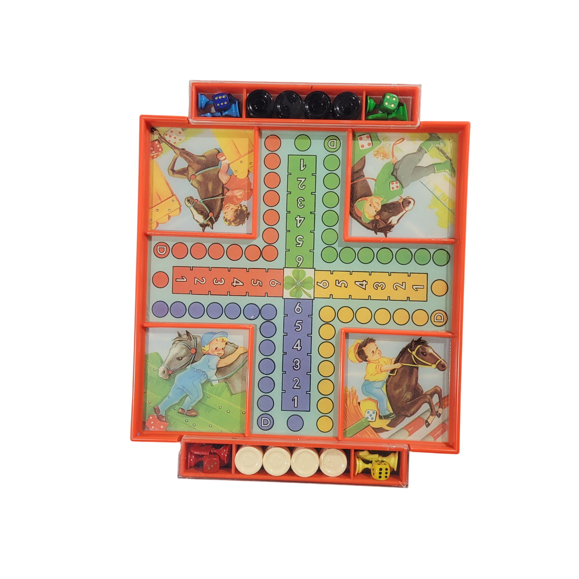 Jeux de Petits Chevaux et Dames vintage 70's-80's - Grand Plateau Très bon état -  reconditionné disponible sur Label Emmaüs