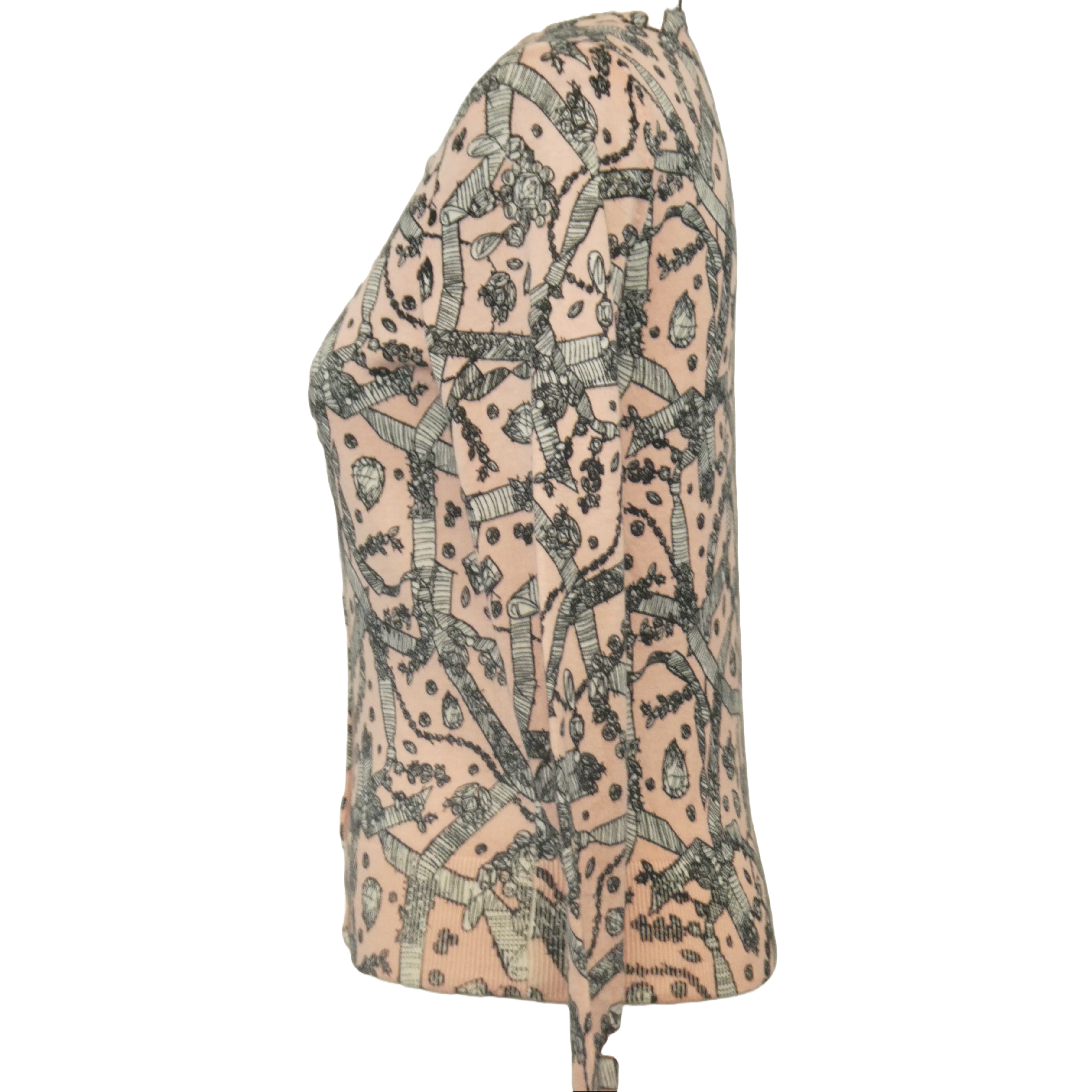 Ann Taylor Cardigan rose pastel à motif noir et blanc en coton et rayonne - Taille XS - Photo 3