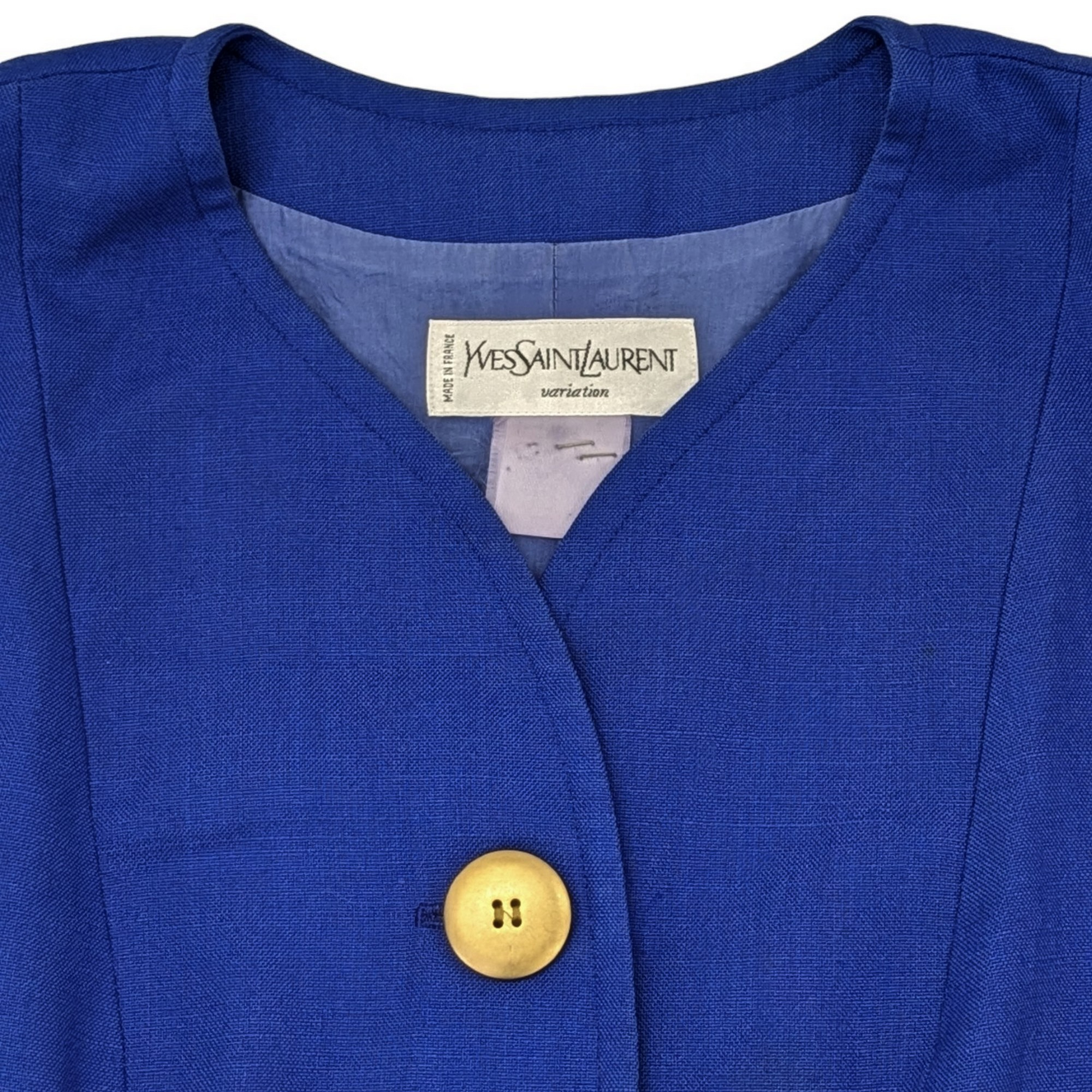 Veste tailleur Yves Saint Laurent Variation T L bleu roi - Photo 1