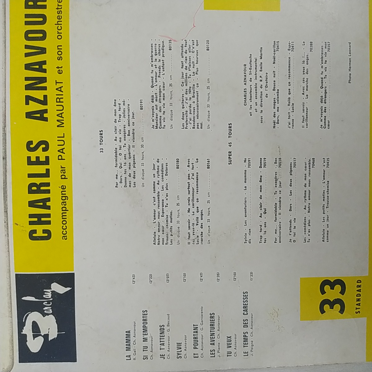 Vinyle 33 tours de Charles Aznavour - La mamma Bon état - Vue 2 - 