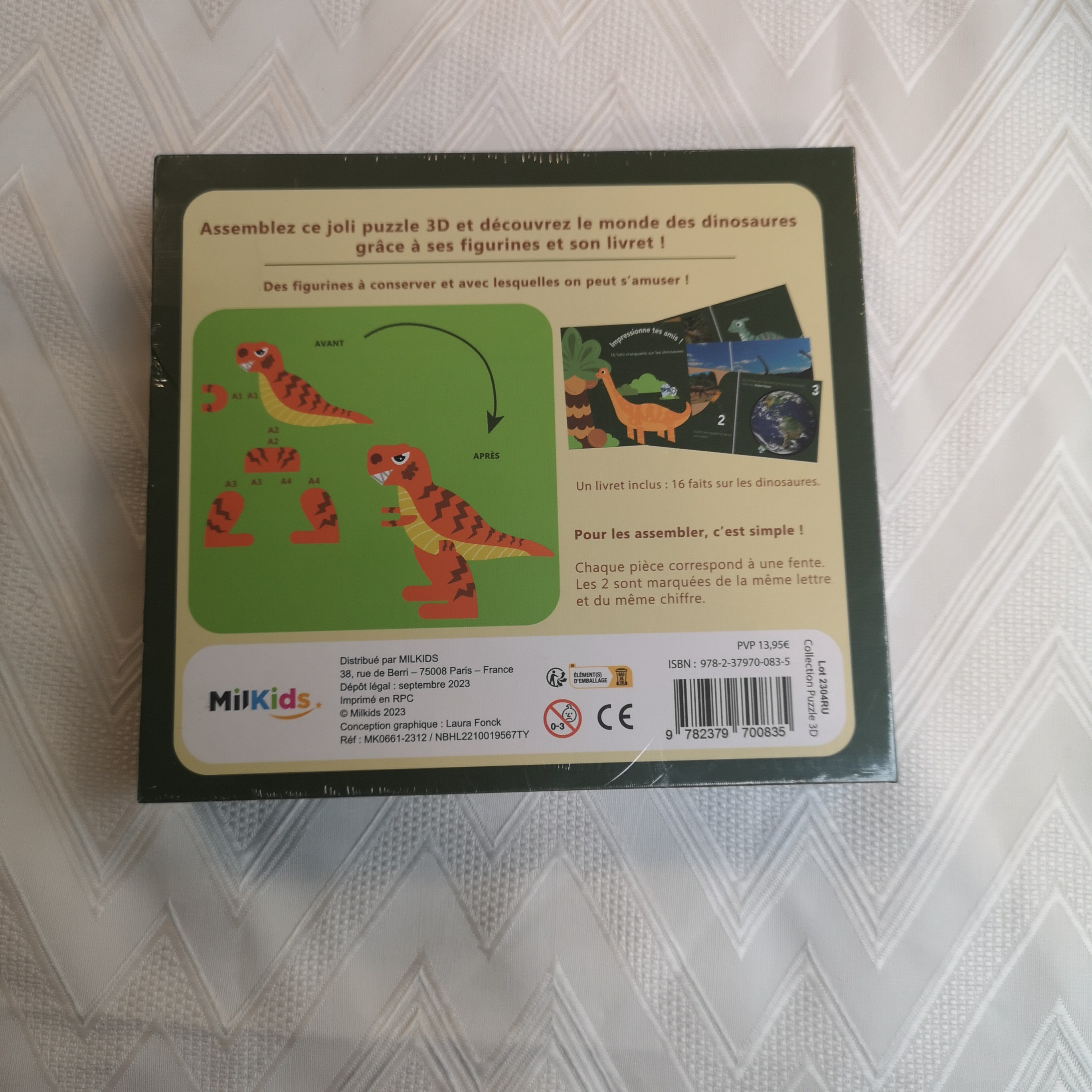 Voir photo 2 de Coffret puzzle 3D - Le monde des dinosaures - Milkids Coffret puzzle 3D - Le monde des dinosaures - Milkids Comme neuf - Vue 2 -
