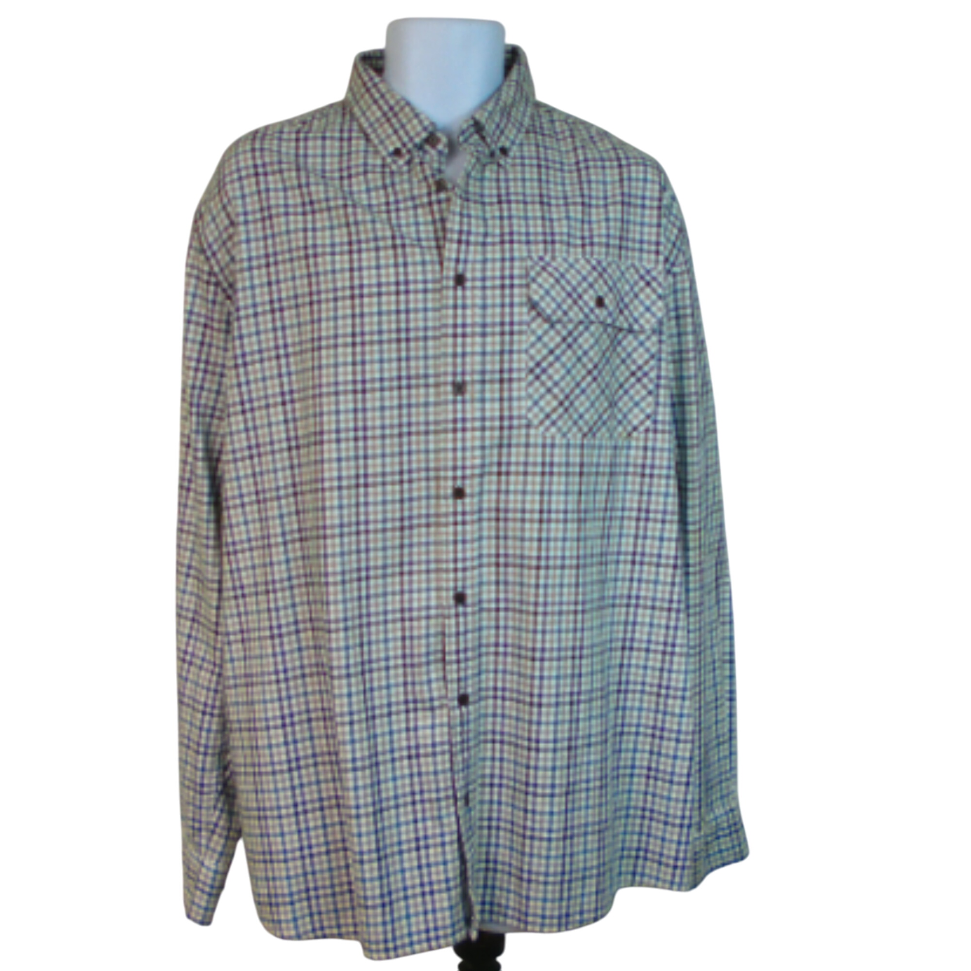 Chemise homme AIGLE, petit carreaux bleu vert, taille 3 XL - Photo 0