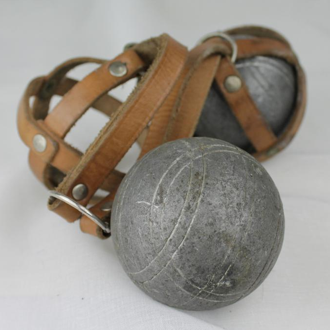 ANCIENNES BOULES DE Pétanque Avec Étui En Cuir Transportable Vintage