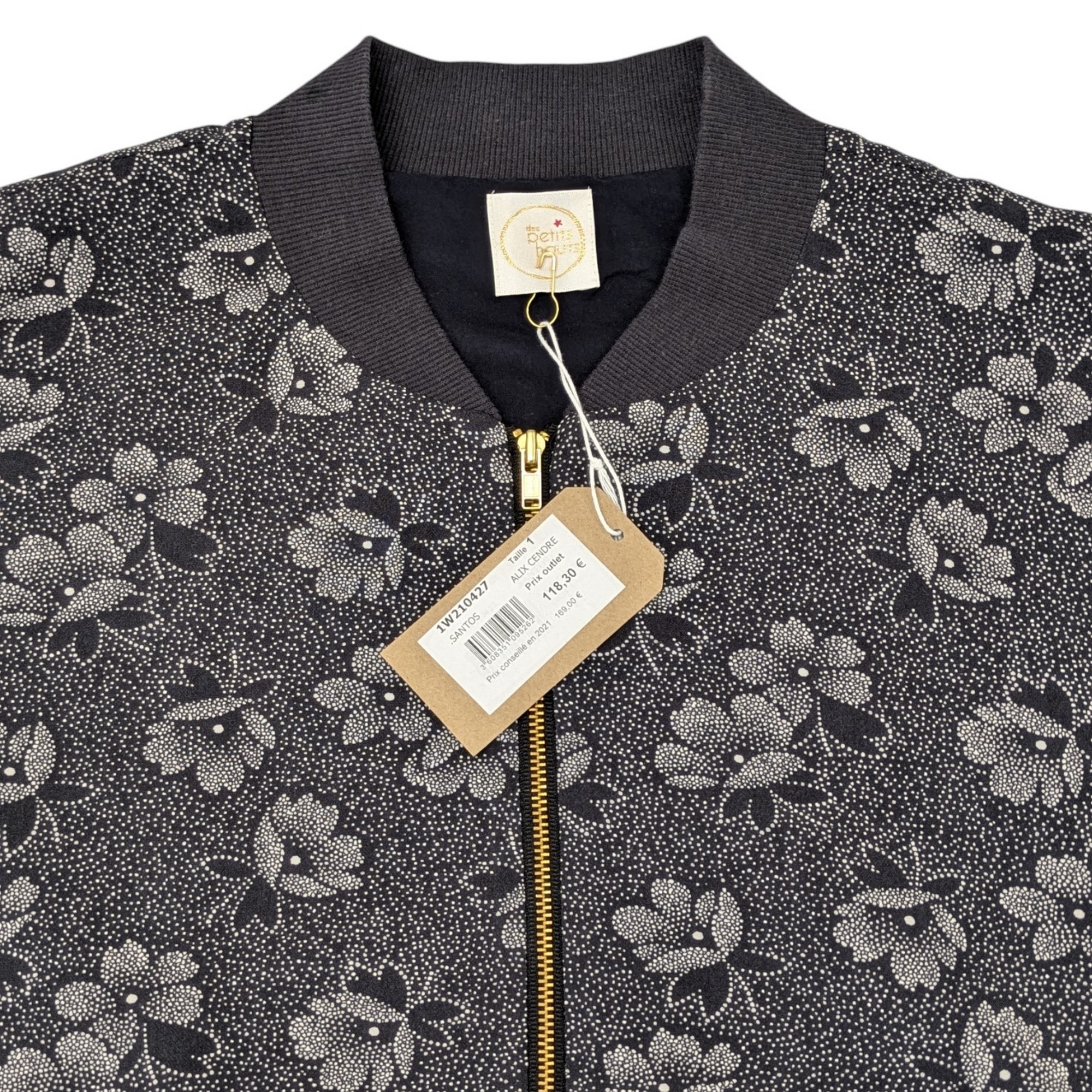 Les Petits Hauts mod. Alix Cendre Blouson Teddy neuf T1 Veste légere imprimé floral gris - Photo 1