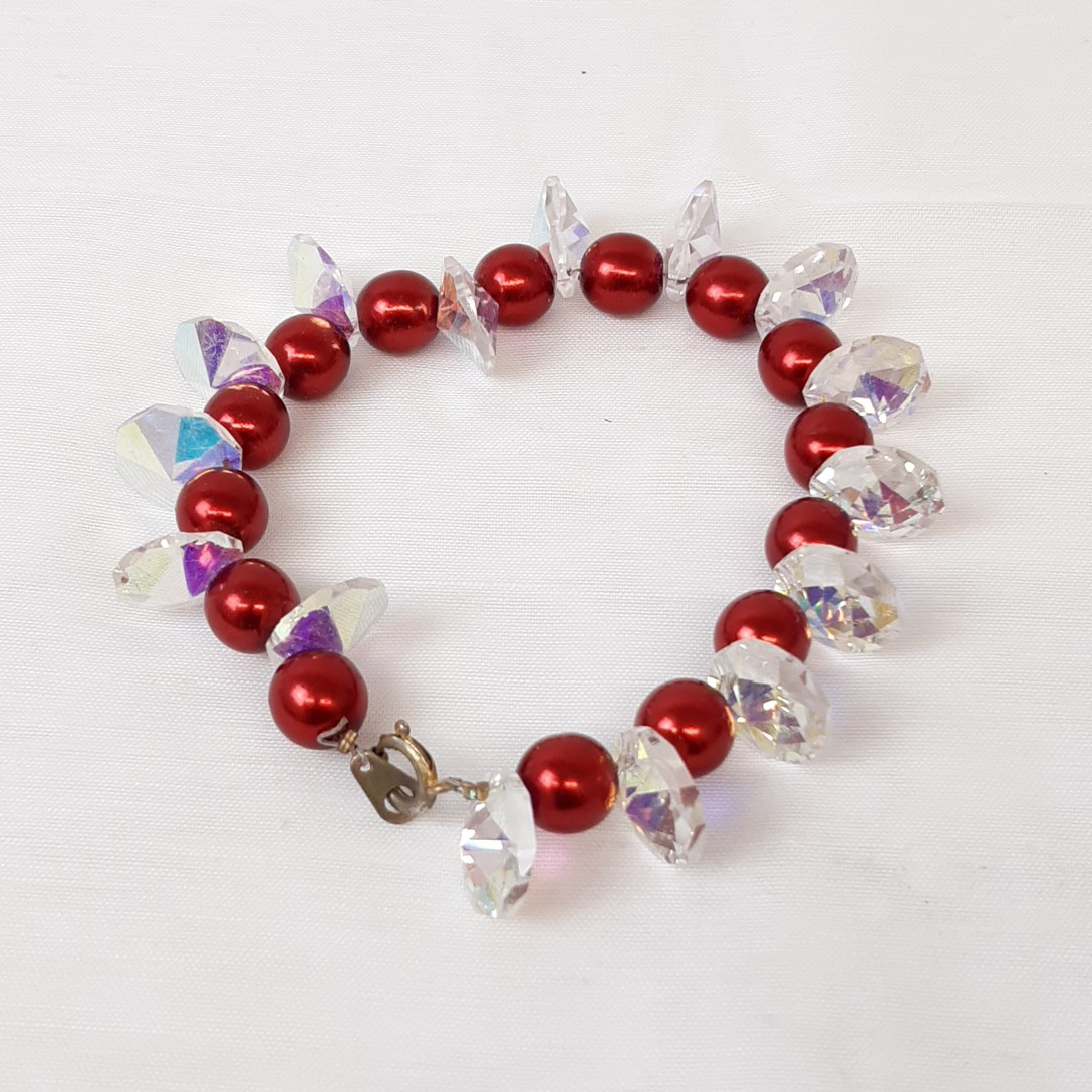 Collier et bracelet en perles de verre et cristal tchèque Bon état - Vue 2 - 