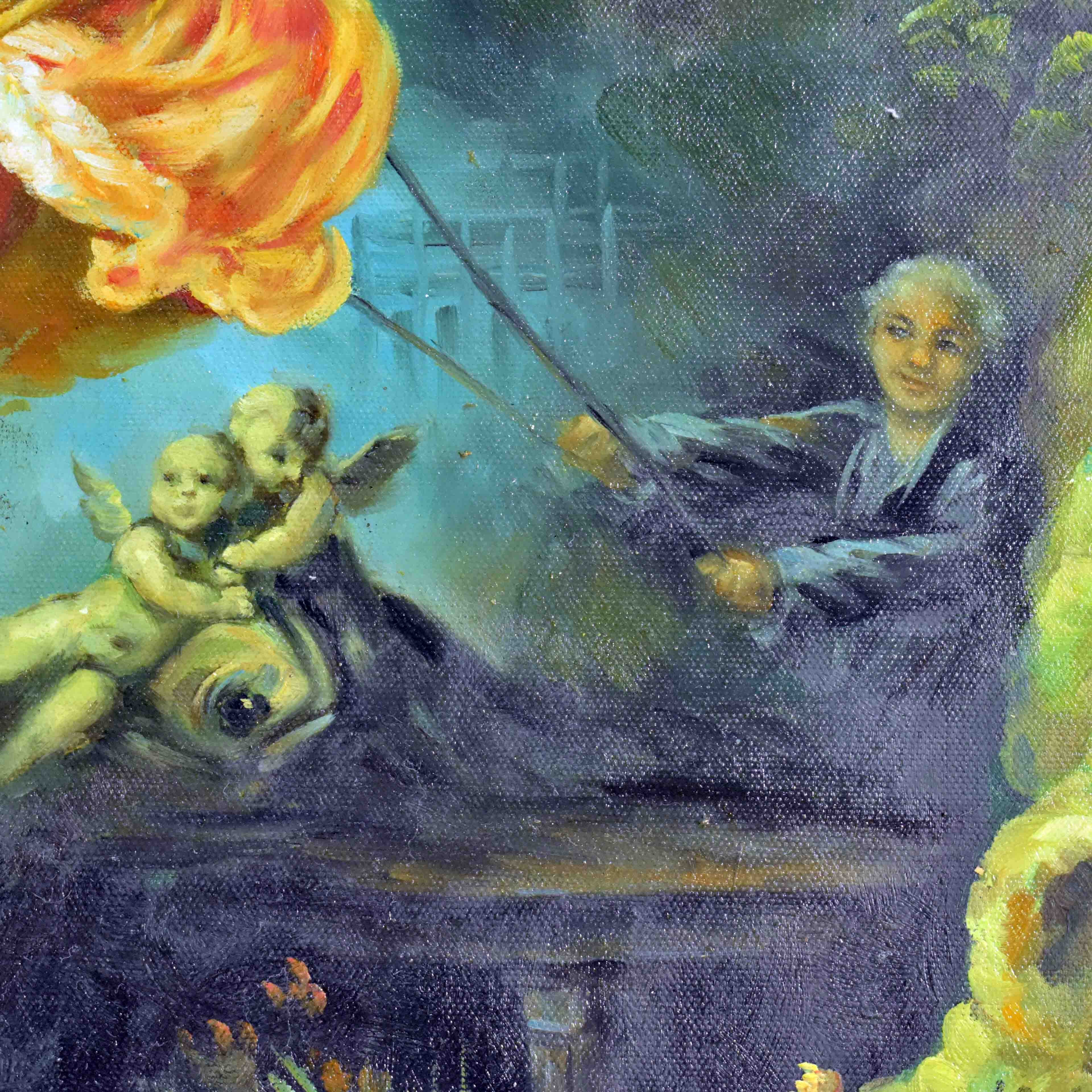 Les Hasards Heureux de l'Escarpolette par Fragonard - Copie Signée Eckart Bon état - Vue 5 - 