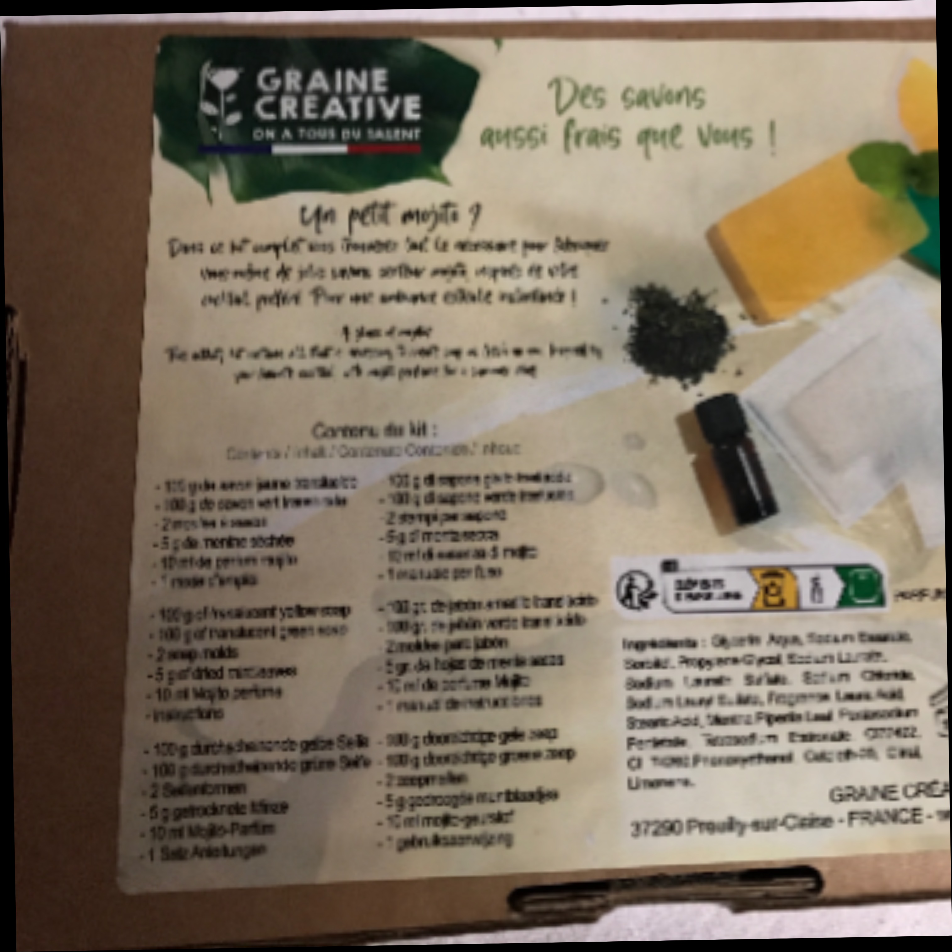 Acheter KIT "Do It Yourself" : Savons recette Mojito ; Édition « Graine Créative » Comme neuf - 15,00 € KIT "Do It Yourself" : Savons recette Mojito ; Édition « Graine Créative » Comme neuf - reconditionné disponible sur Label Emmaüs
