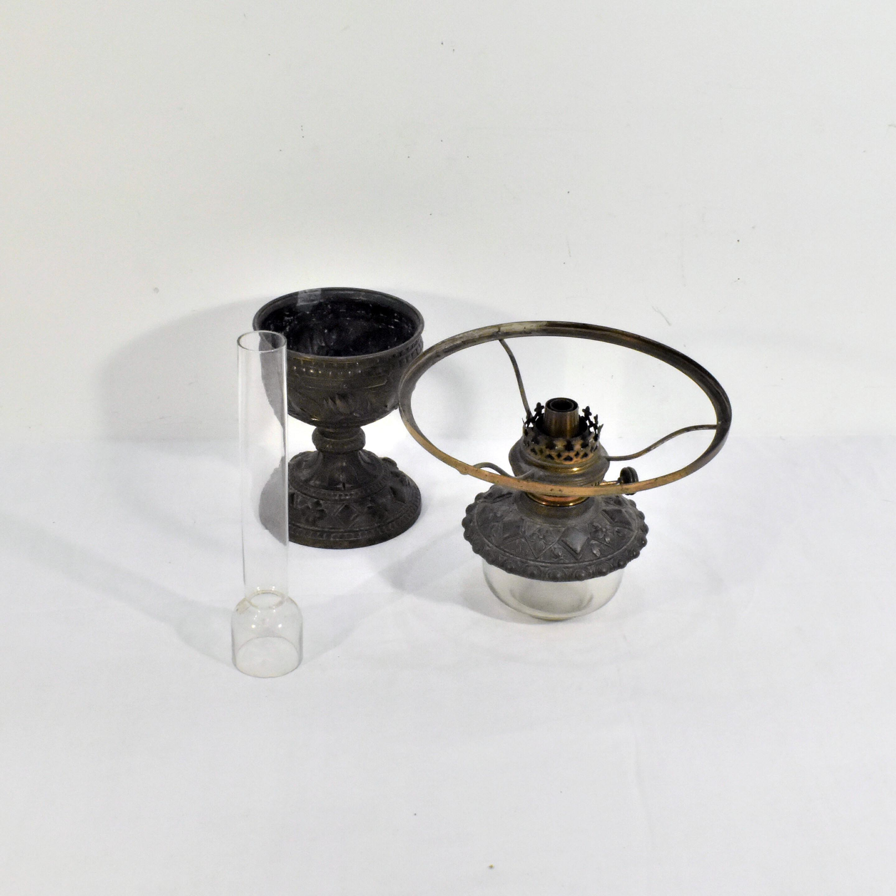 Lampe de Table Pétrole - Etain & Verre - Kastner & Tobelmann - Début XXème Siècle - Photo 10