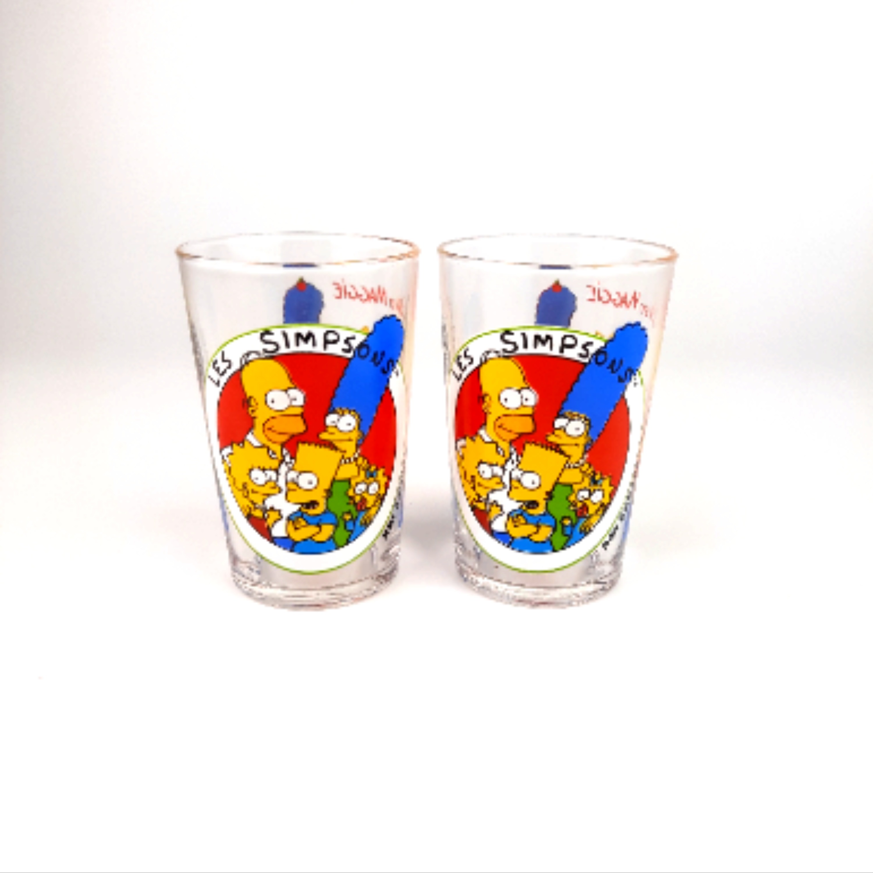 Lot de 6 Verres décorés collection Amora, Simpson, Spirou et Scoubidou - Très bon état - Photo 6