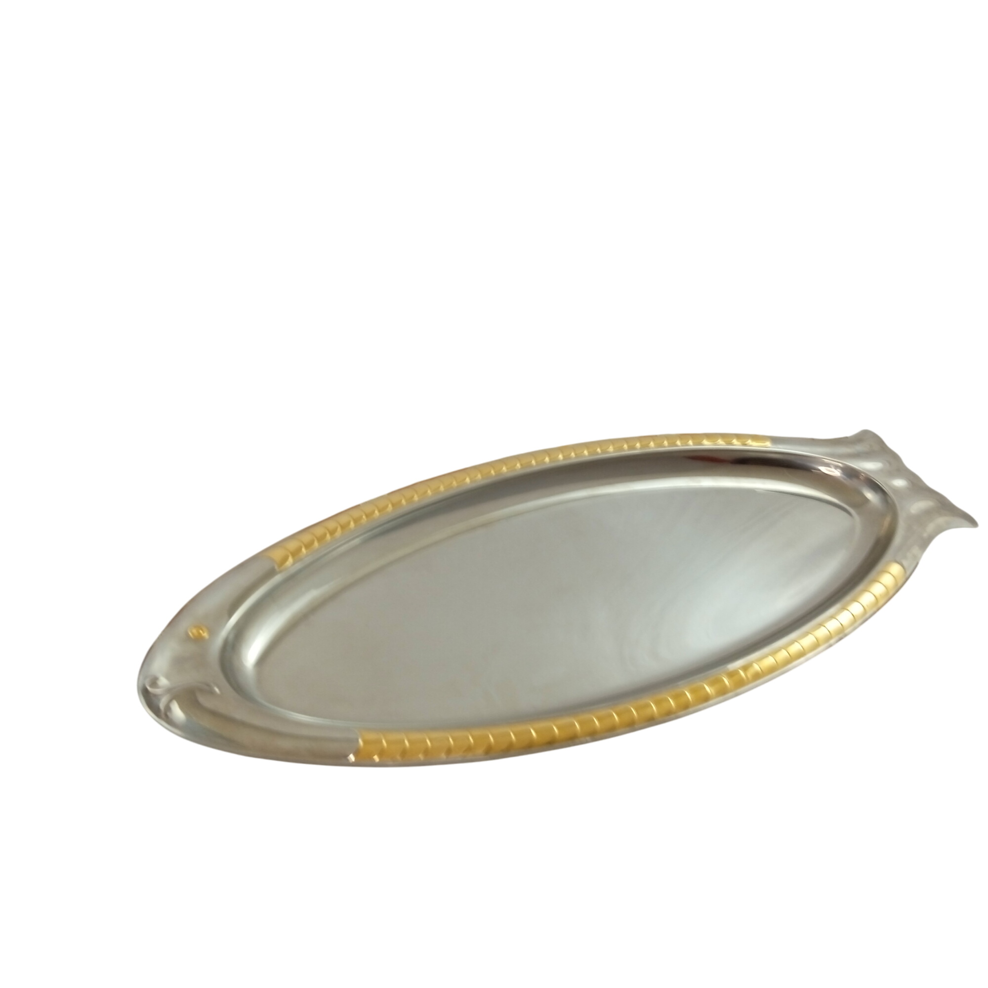 Grand plat à poisson 24 kt gold en acier inoxydable  - Photo 1