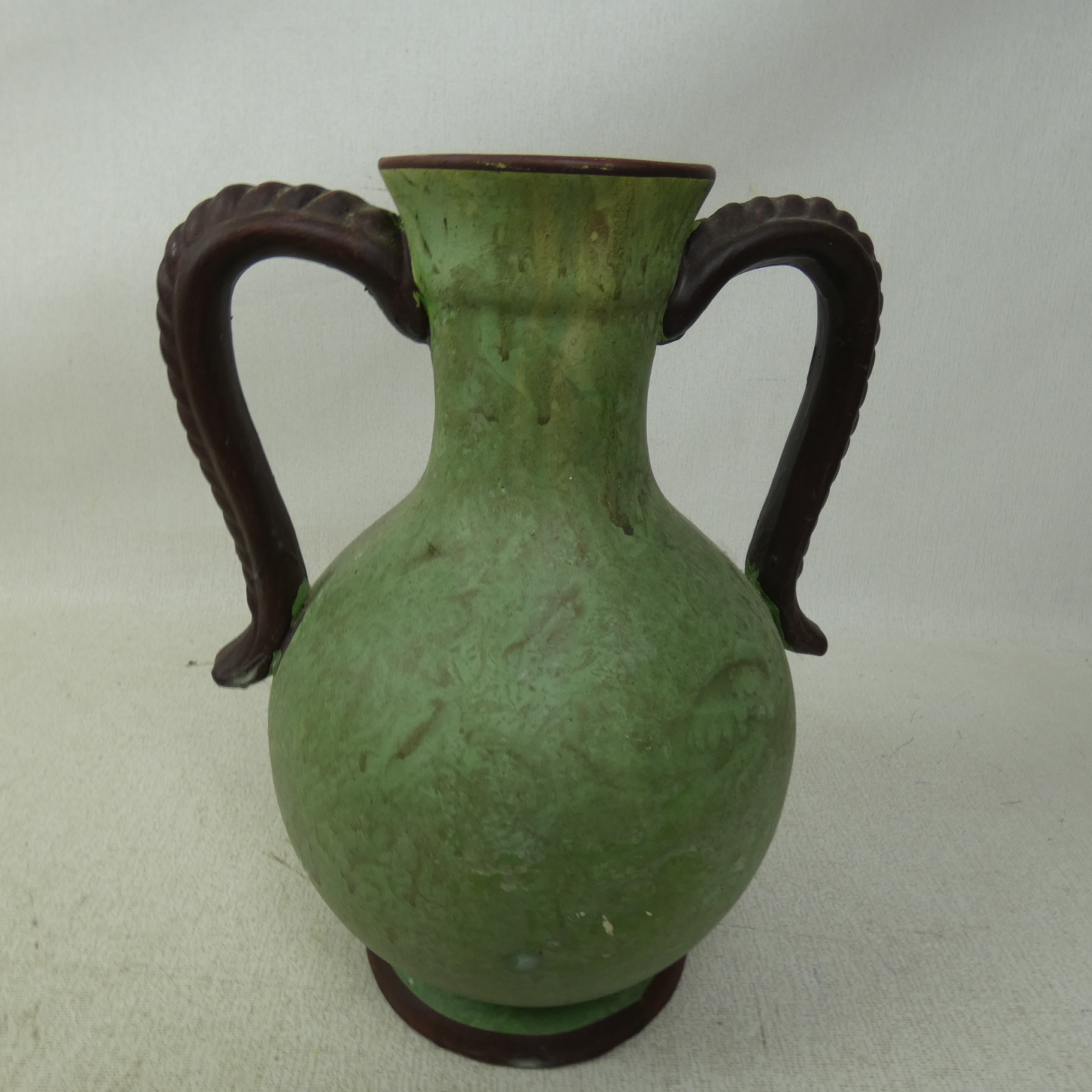 Vase/Cruche en Terre Cuite Forme Amphore(Ansé) Vintage Décor Fruits  - Vue 5 - 