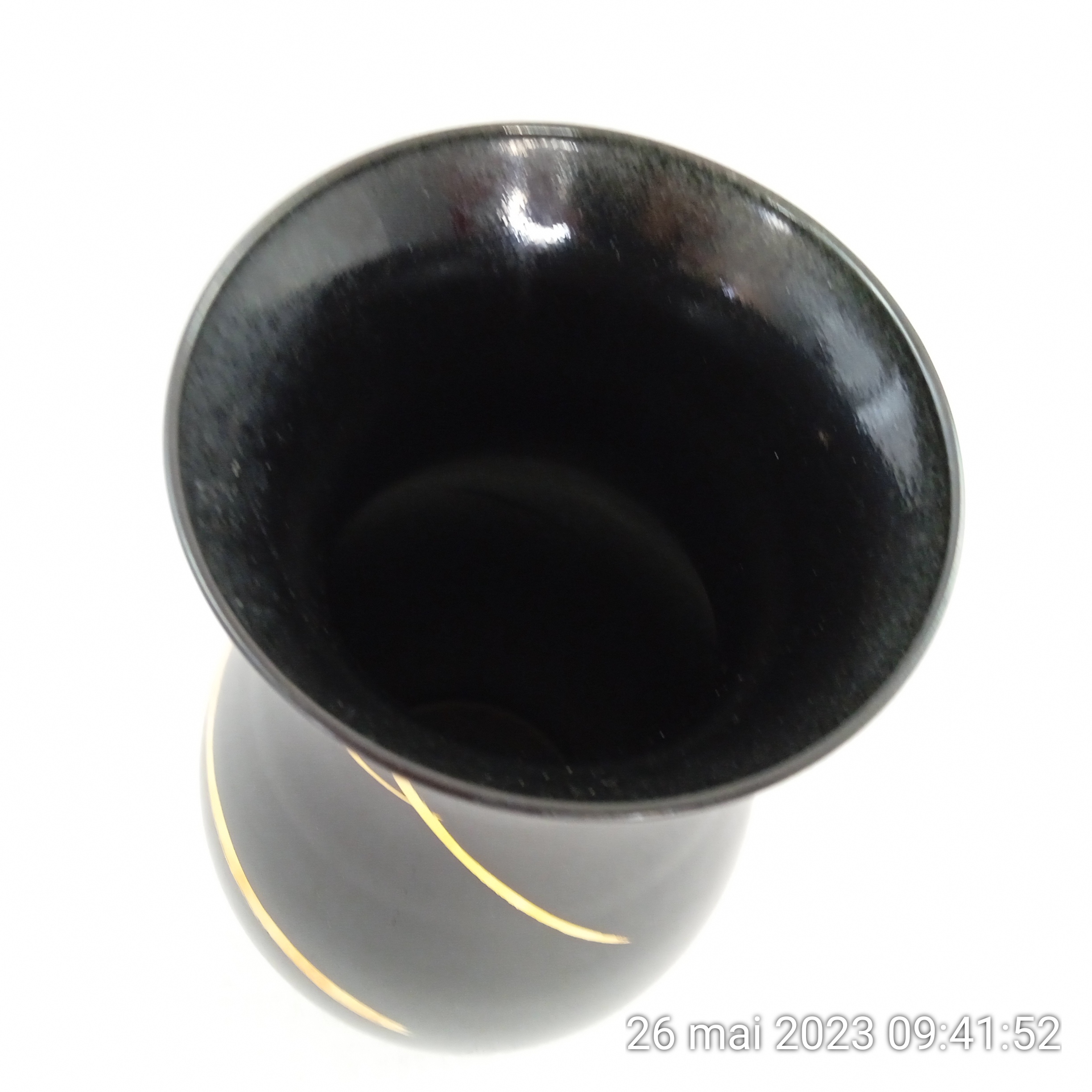 Vase en verre noir et or Luminarc France  - Photo 2