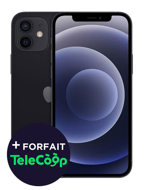 iPhone® 12 + Film Hydrogel + Forfait Telecoop + SIM - 64 Go - Très bon état - Noir - Batterie neuve - Photo 0