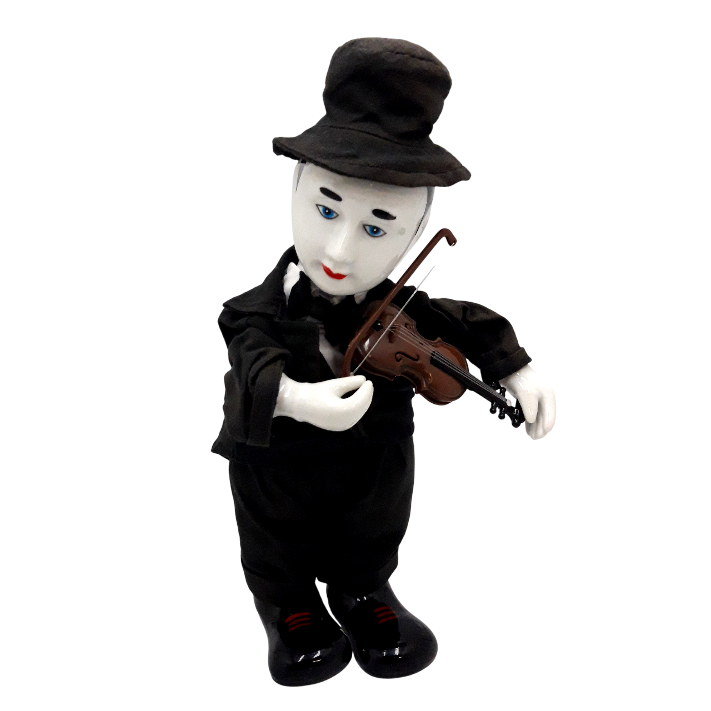 Poupée Clown automate musical en porcelaine “ Pierrot le violoniste “, Vintage. Bon état -  reconditionné disponible sur Label Emmaüs