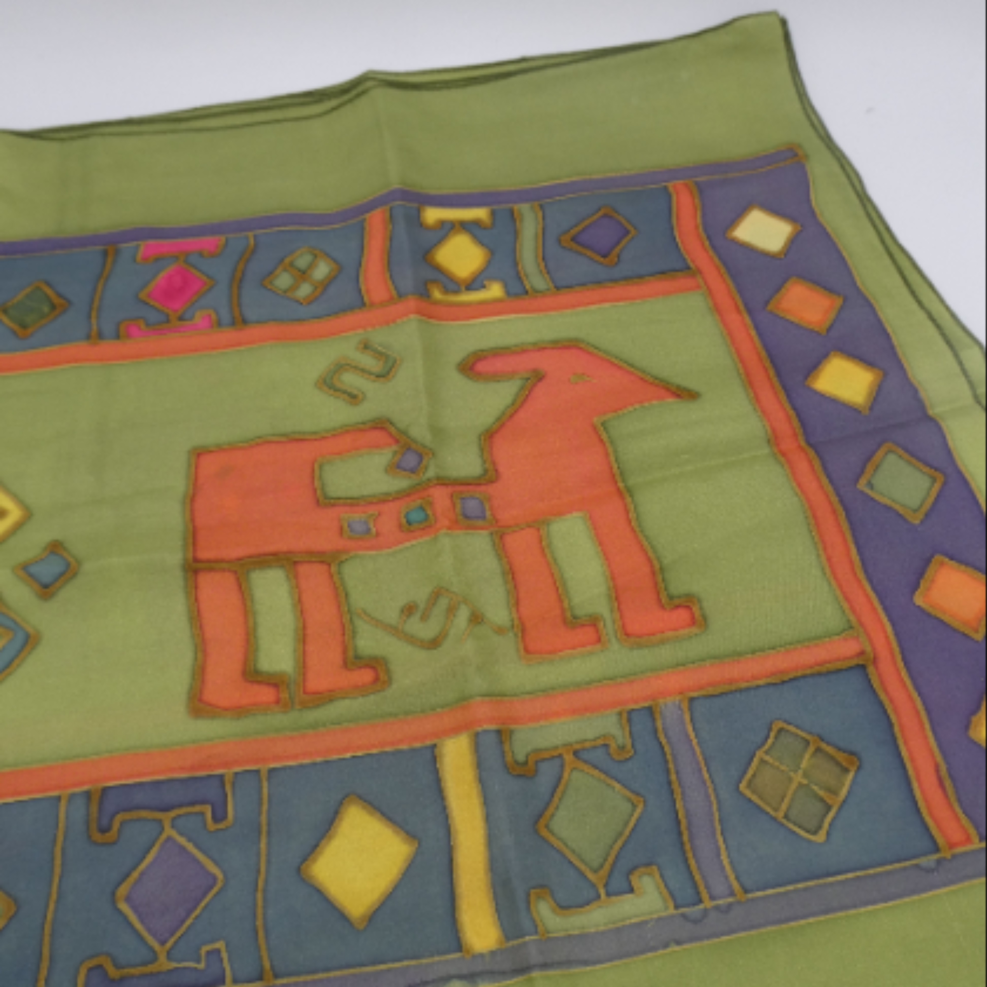 Vida - Foulard Grand format, motif géométrique multicolore sur fond vert - Photo 8