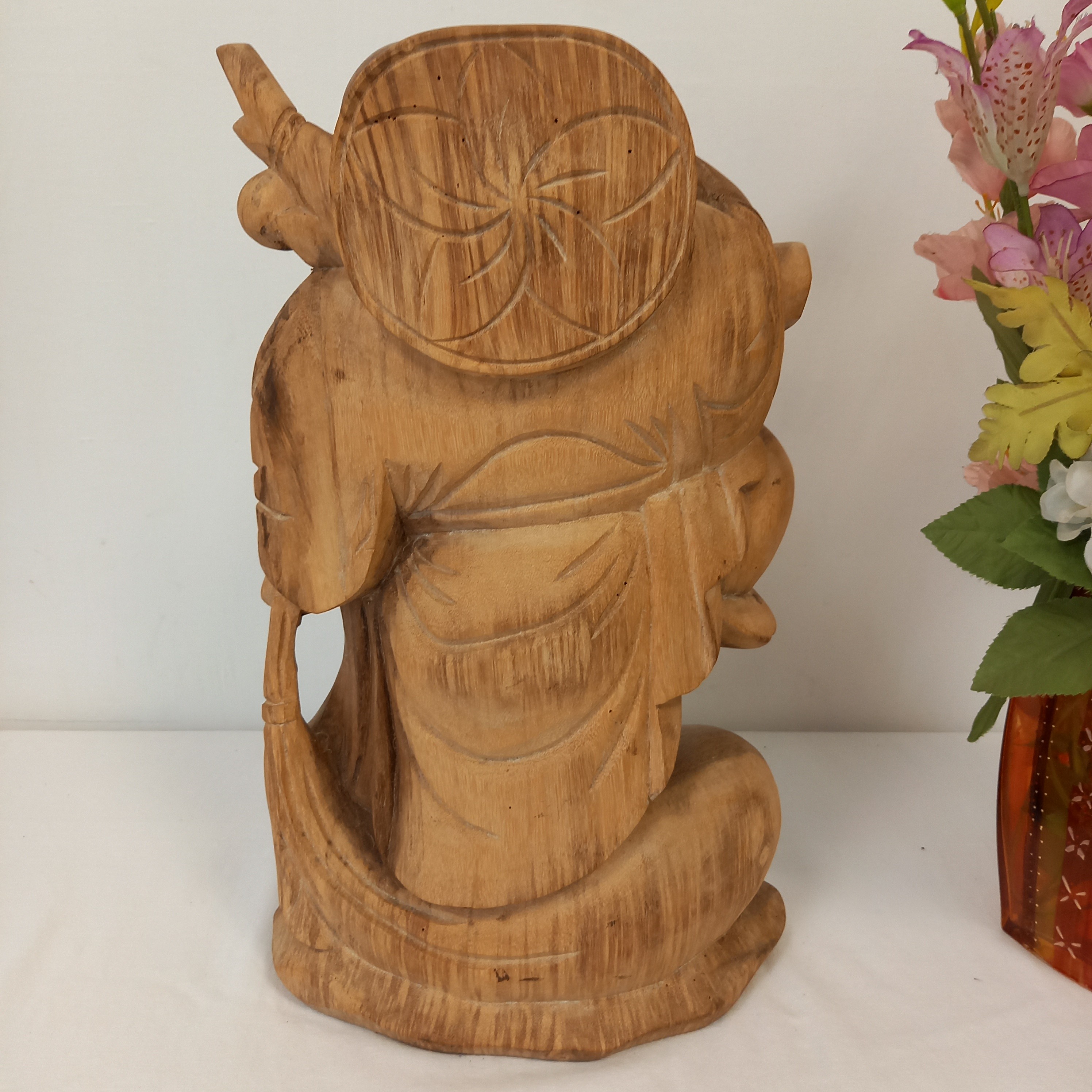 Sculpture bouddha rieur bois Art Asiatique Hauteur 40 cm  - Photo 1