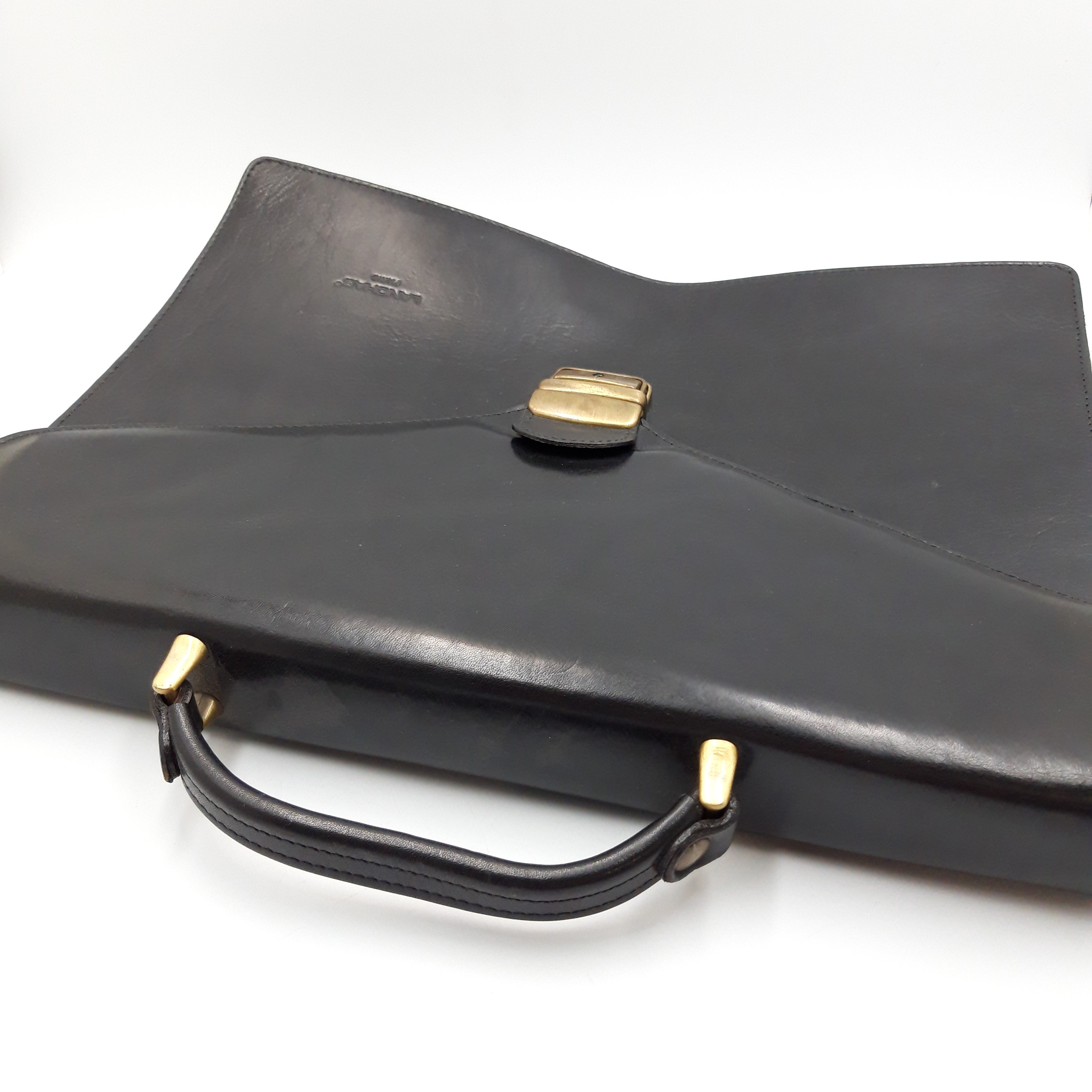 Cartable noir cuir véritable Lanchas paris Bon état - Vue 4 - 