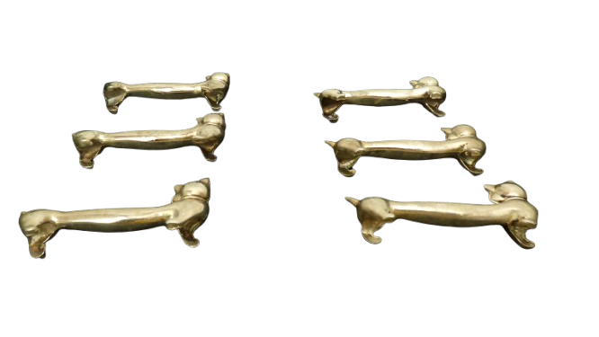 Lot de 6 Porte couteaux Chatons en métal argenté  - Vue 11 - 