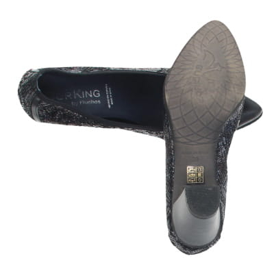 Chaussures noires à talons 7 cm imprimées serpent - Femme - Fluchos - Pointure 39 - Photo 2