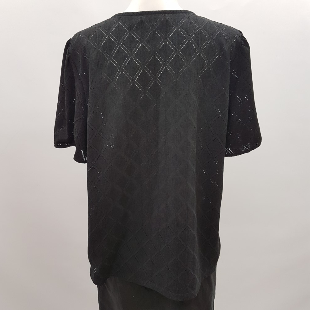 Blouse noire à losanges ajourés - GRAIN DE MALICE - Taille XL - Photo 2