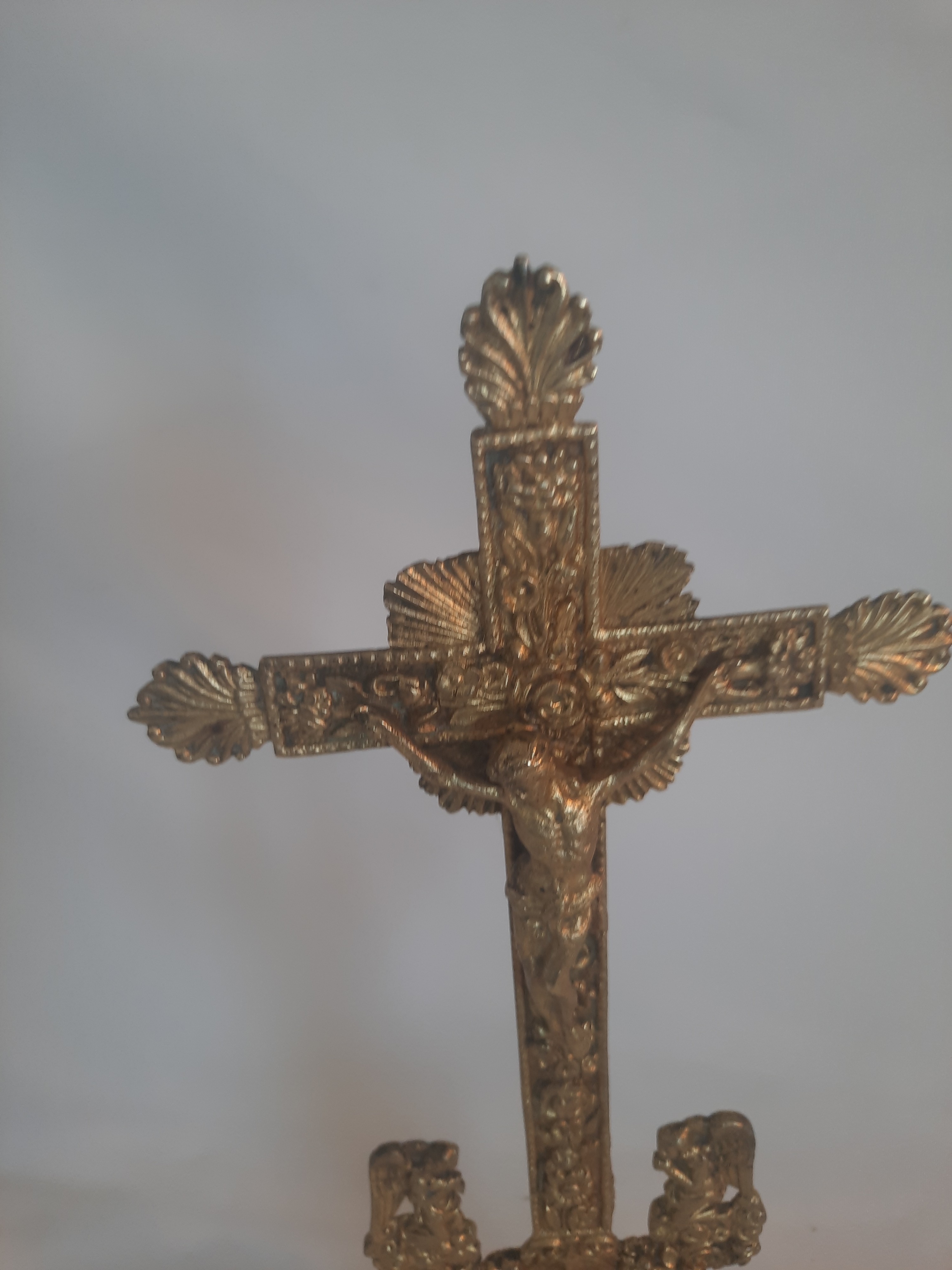 Crucifix antique, croix religieuse, bronze - Photo 3