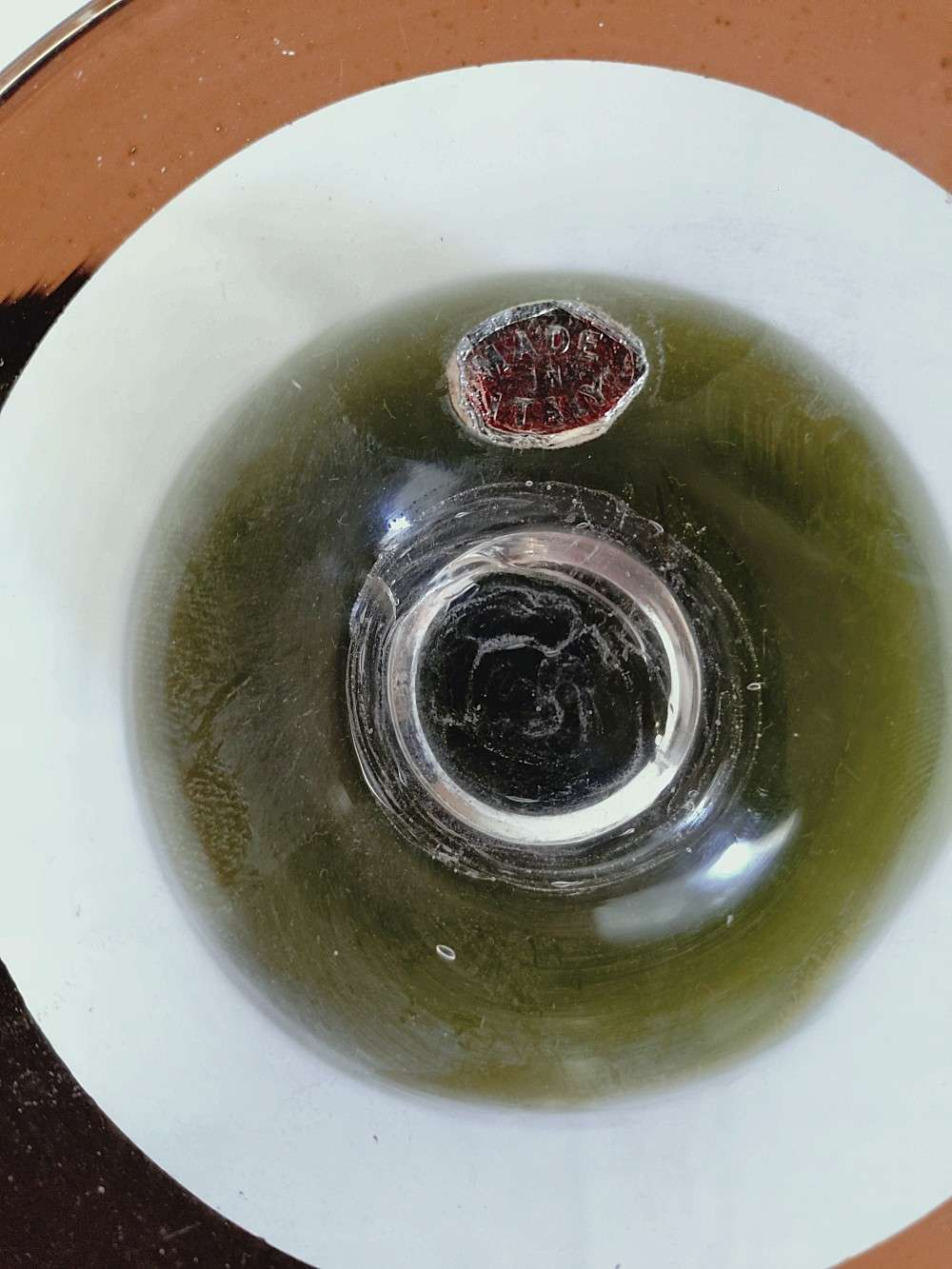 Vase boule en opaline vert à liseré doré,style Napoléon 3, made in Italy. - Photo 6