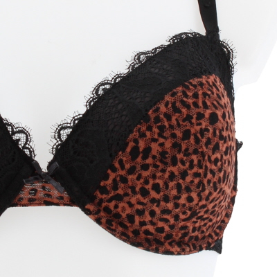 Soutien gorge noir imprimé léopard dentelle avec armatures - femme - taille - 95D - Photo 3
