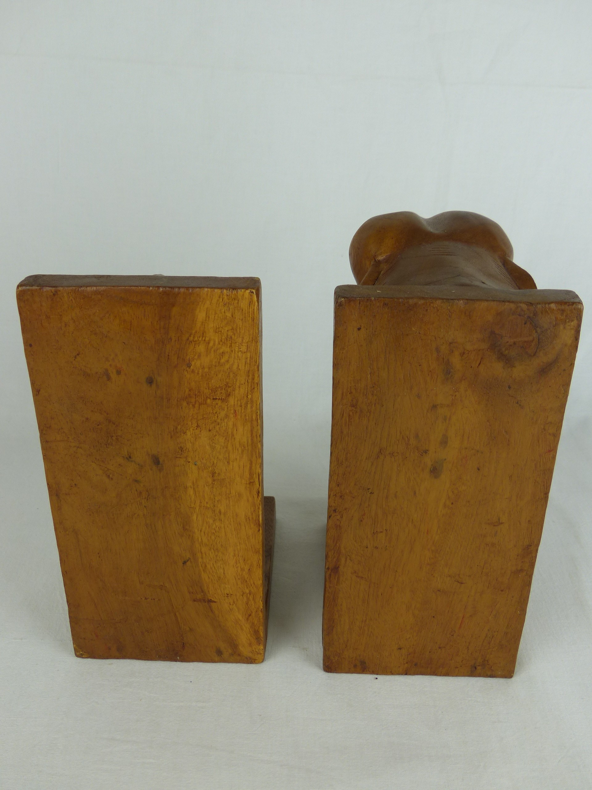 Serre-livres vintage Éléphants en bois sculpté - Photo 4