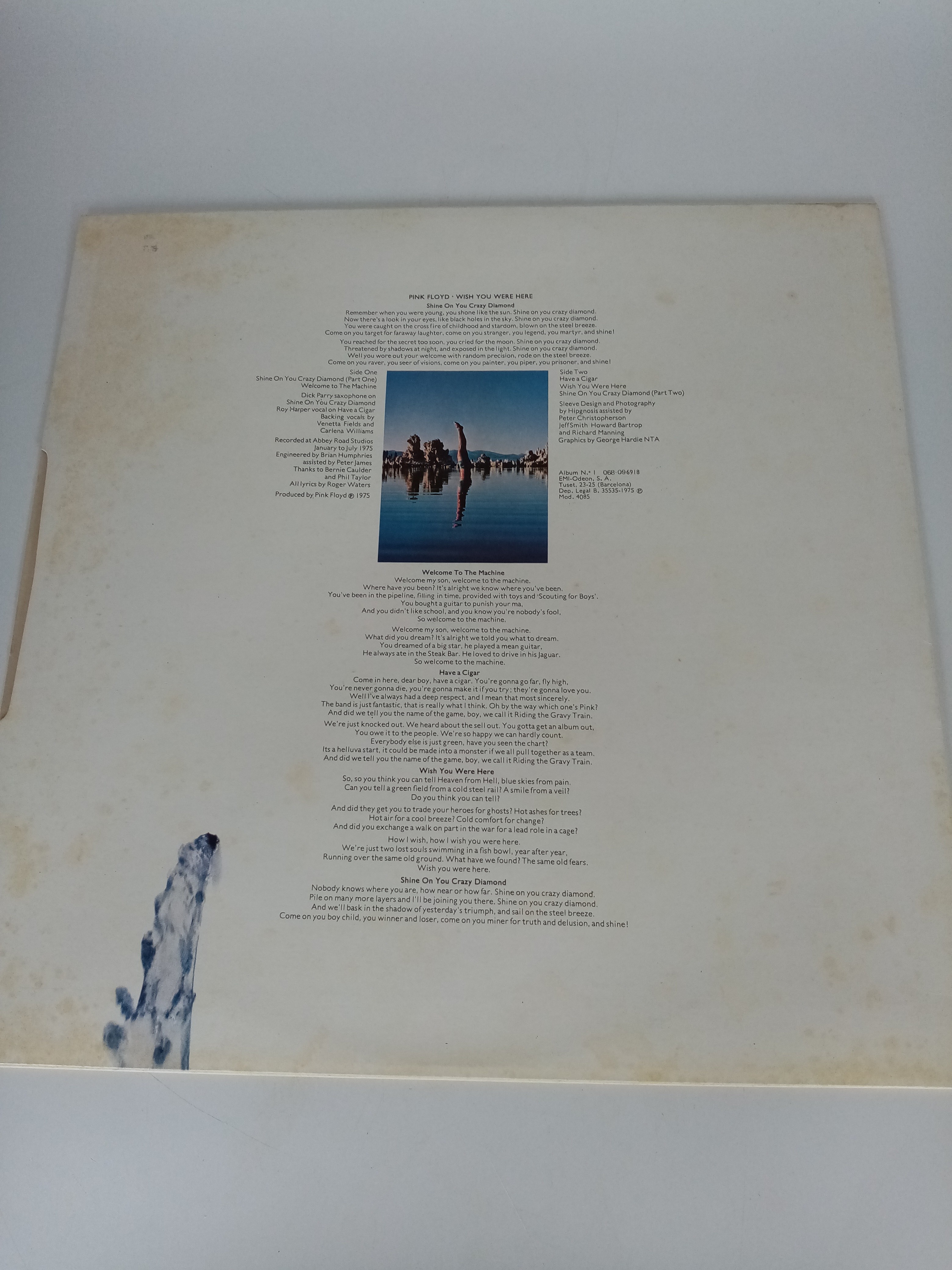 Album vinyle de Pink Floyd "Wish you Where Here" de 1975 État correct - Vue 8 - 