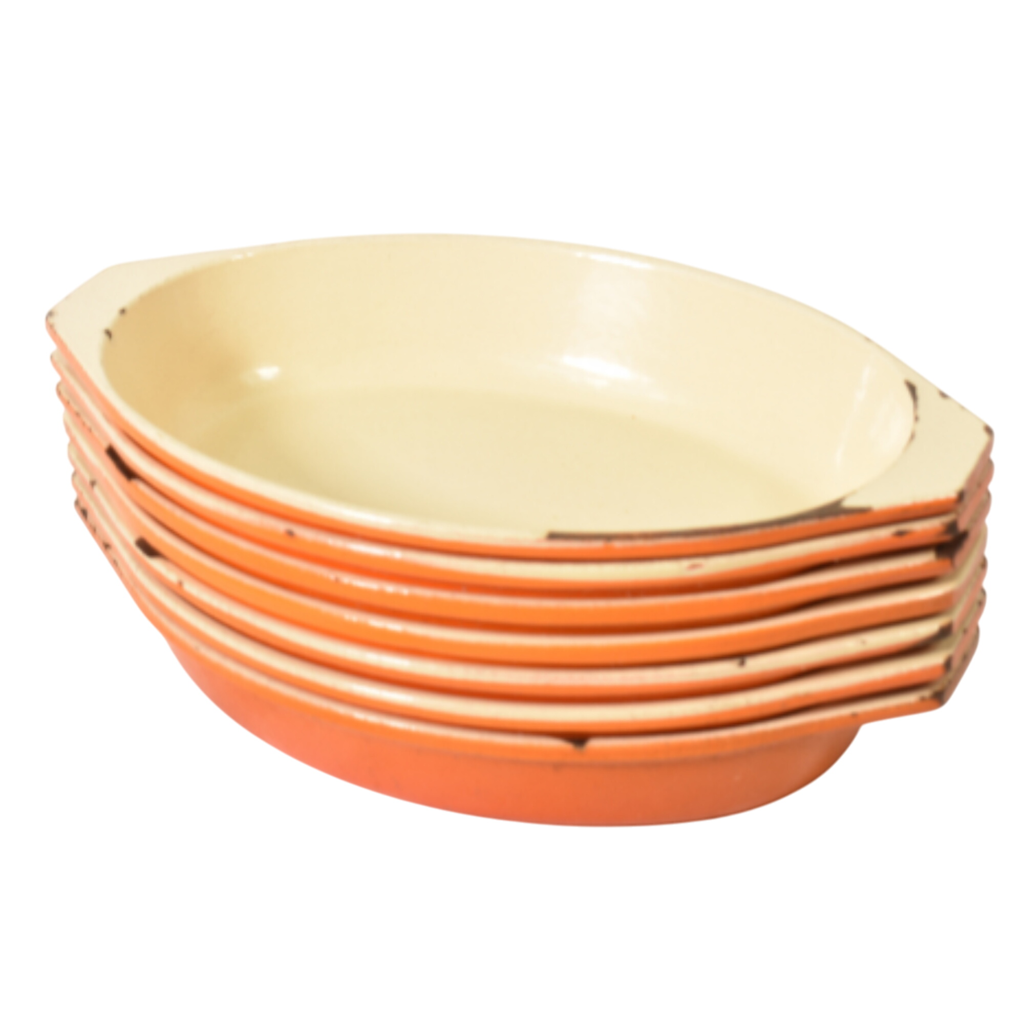 7 plats à gratin en fonte (taille moyenne - style Le Creuset) État correct -  reconditionné disponible sur Label Emmaüs