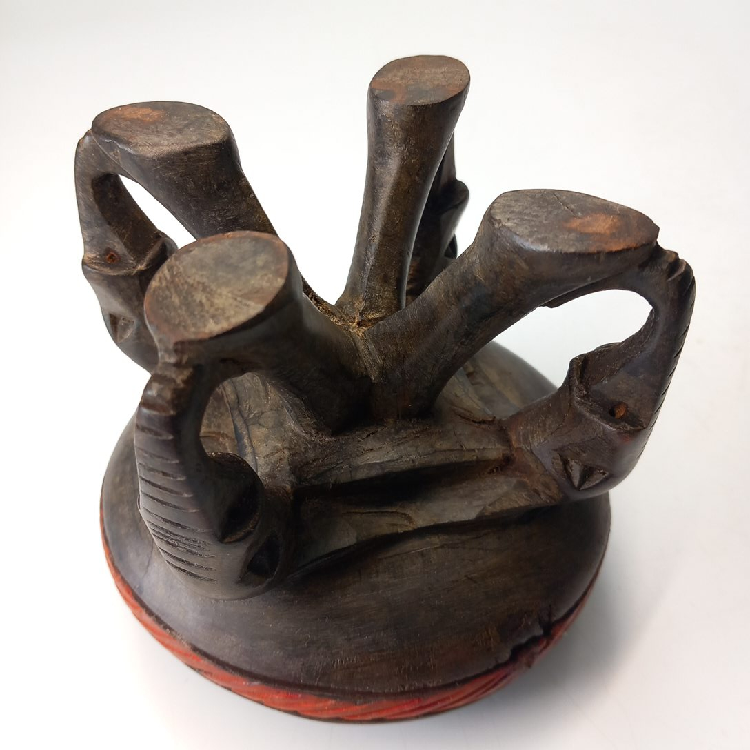 Cendrier Sculpté Afro Tripode Pied Eléphant en bois  - Photo 2