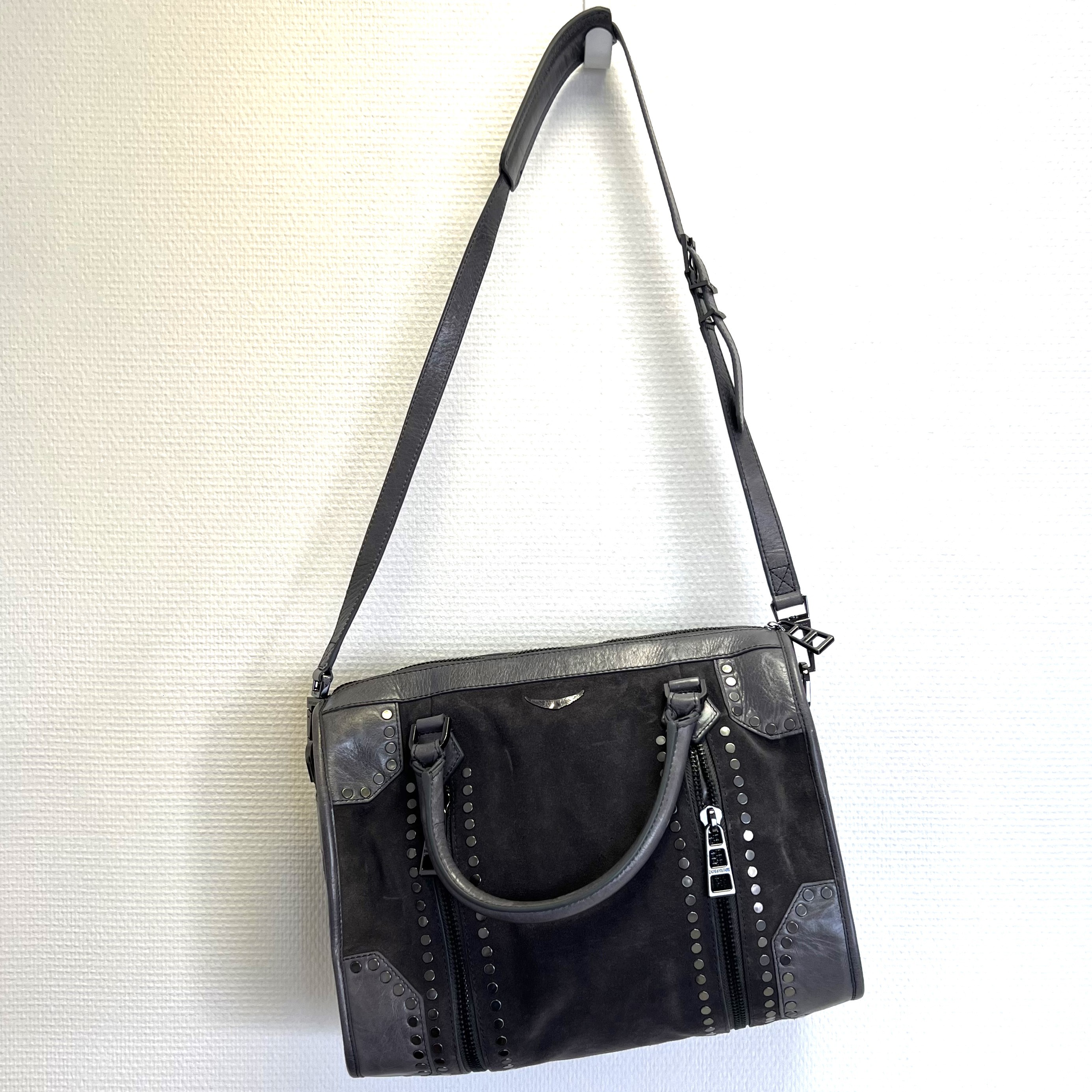 Sac à main Zadig&Voltaire Sunny en cuir daim gris  Très bon état - Vue 4 - 