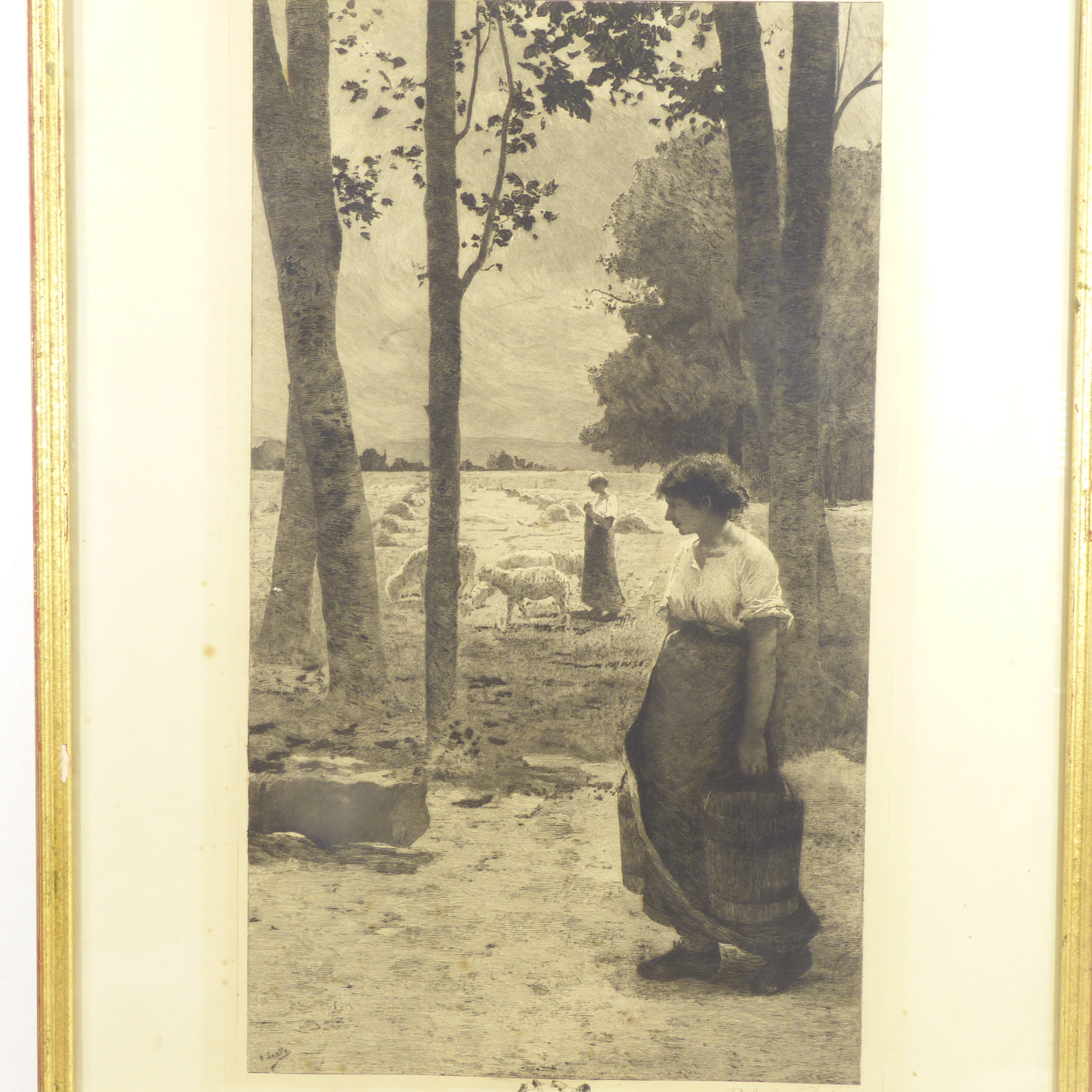 Ancienne gravure encadrée - Signée Ricardo De Los Rios - Photo 1