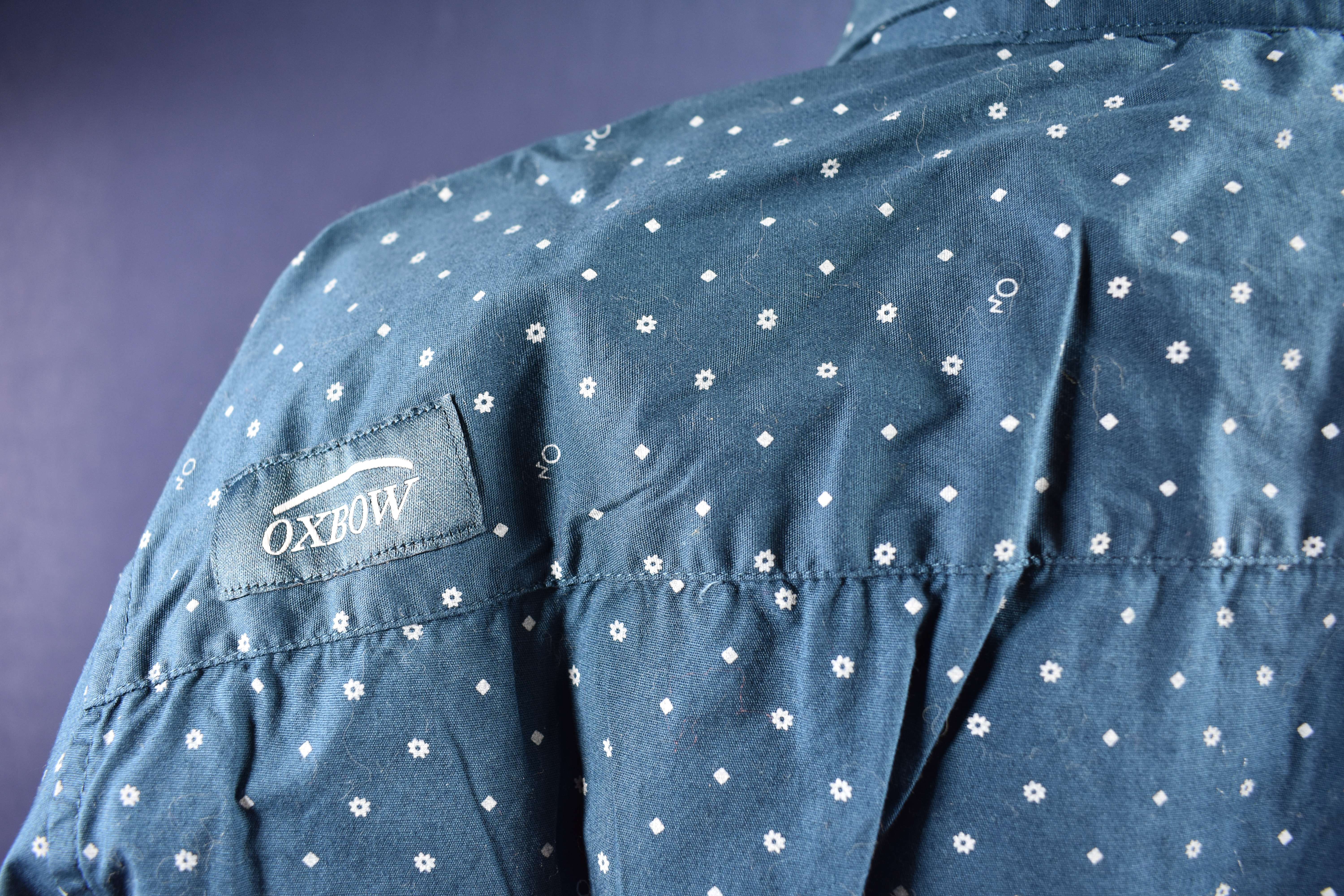 Chemise homme OXBOW, taille L, bleue à très fins motifs blancs.  - Vue 3 - 