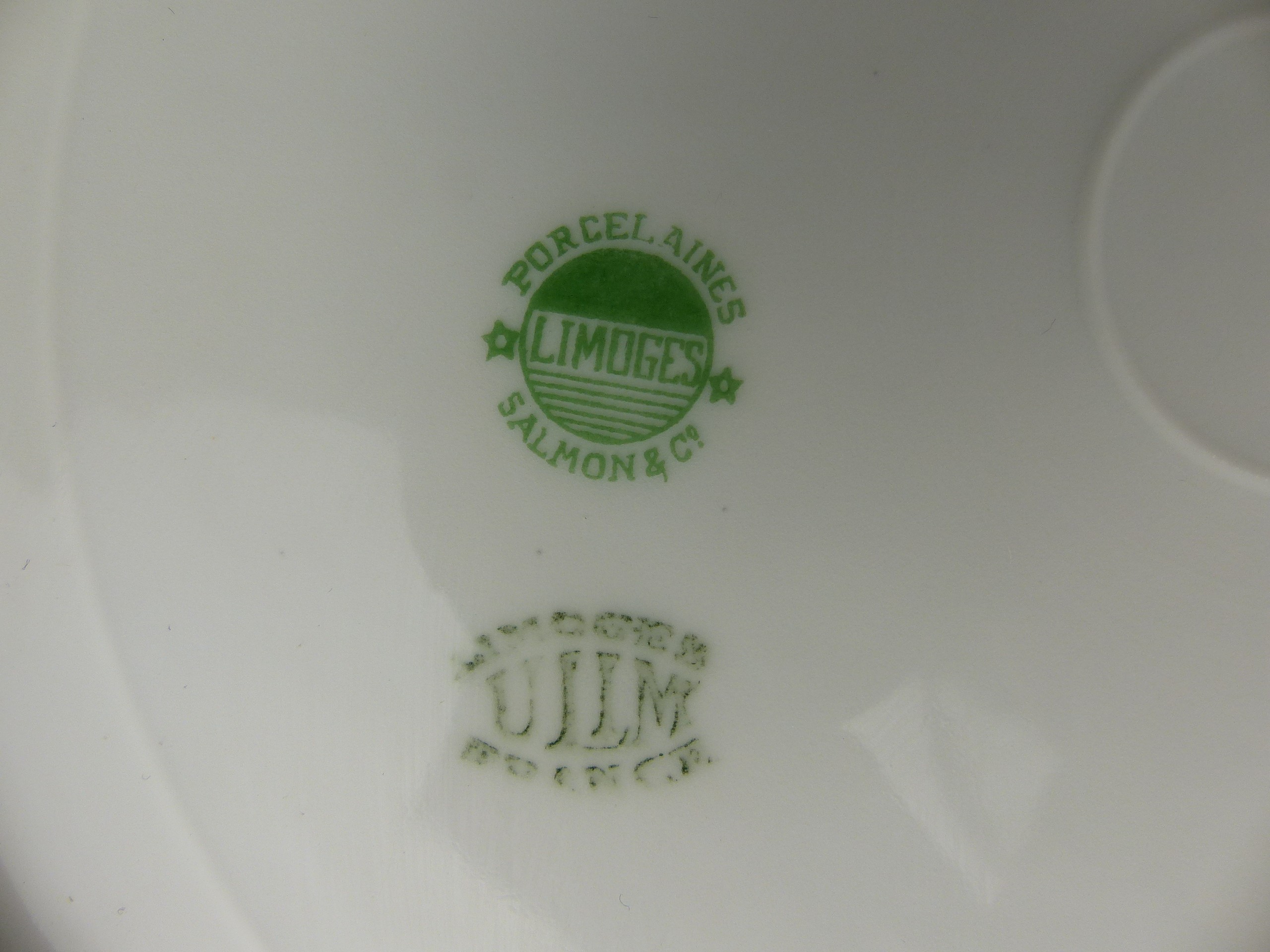 Plat rond en porcelaine de Limoges, Salmon & Cie, ULIM, 1940, France, 32 cm - Bon état - Photo 5