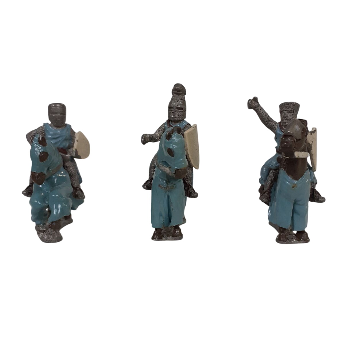 Warhammer - 3 figurines médiévales avec leurs chevaux en plomb - Collection Très bon état - Vue 3 - 