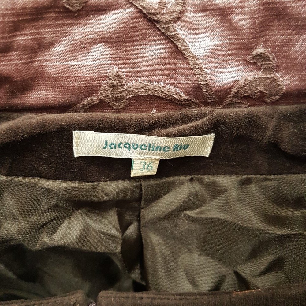Ensemble de fête en velours marron et vieux rose veste et jupe - JACQUELINE RIU - Taille 36 Bon état - Vue 8 - 