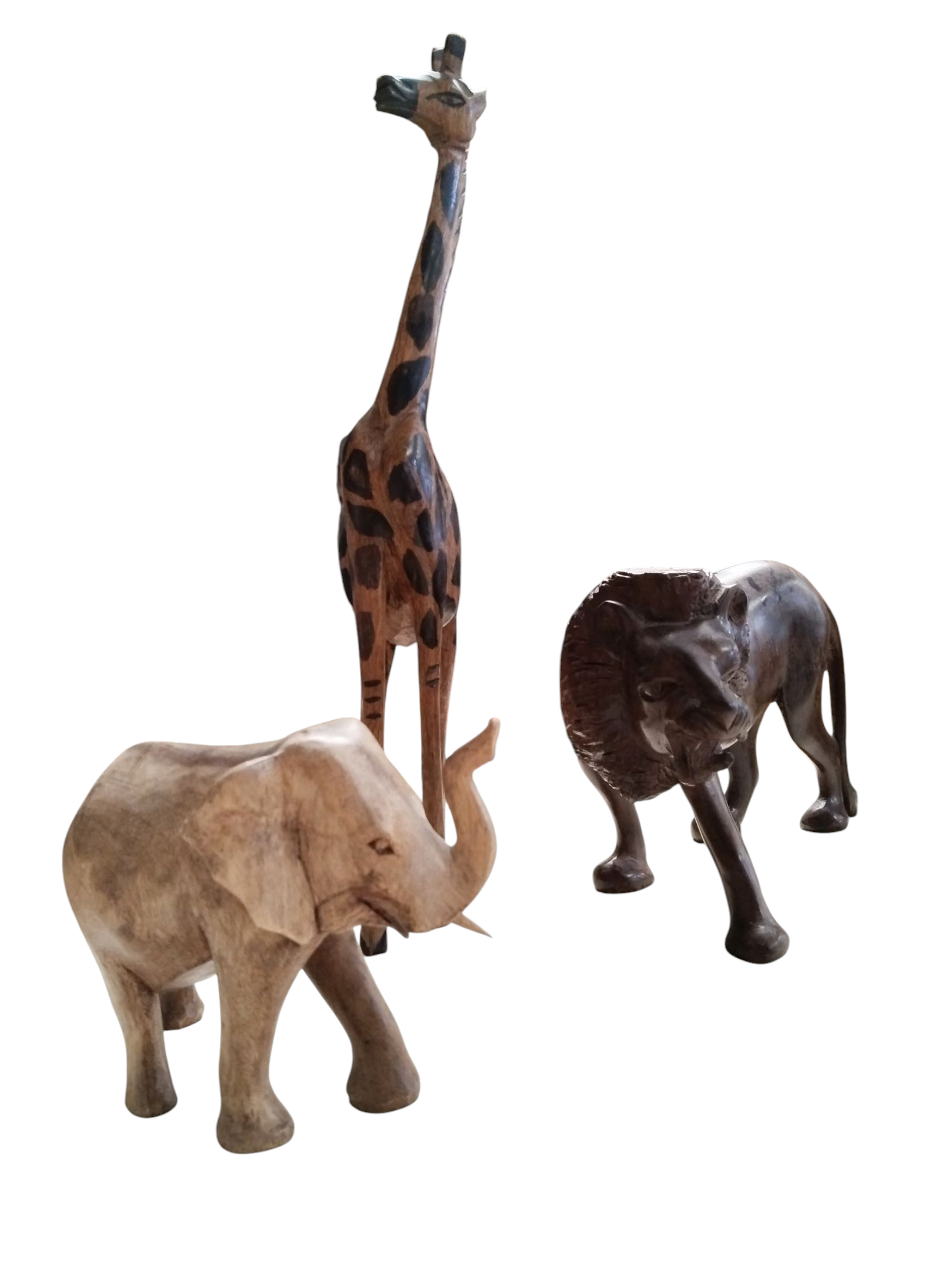 Lot animaux d'Afrique en bois sculpté - Photo 2