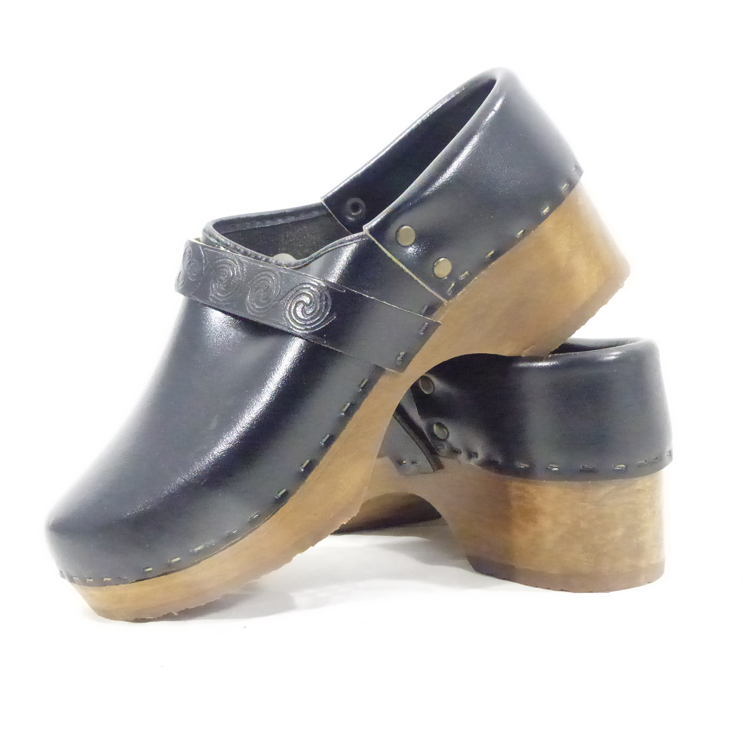 Socque en cuir sur semelle anatomique en bois / Sabot Breton - Taille 36 - Photo 4