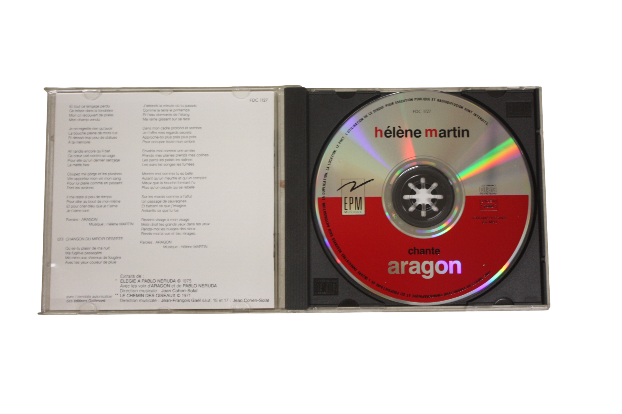 CD Hélène Martin Chante Aragon Très bon état - Vue 3 - 