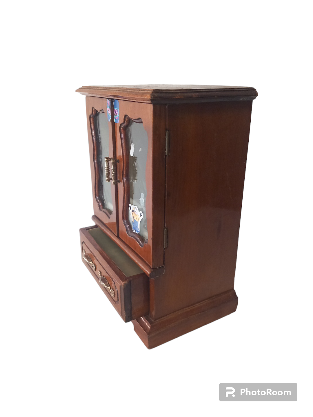 Ancien Boîte / Armoire A Bijoux En Bois Vernisse - Très bon état - Photo 7