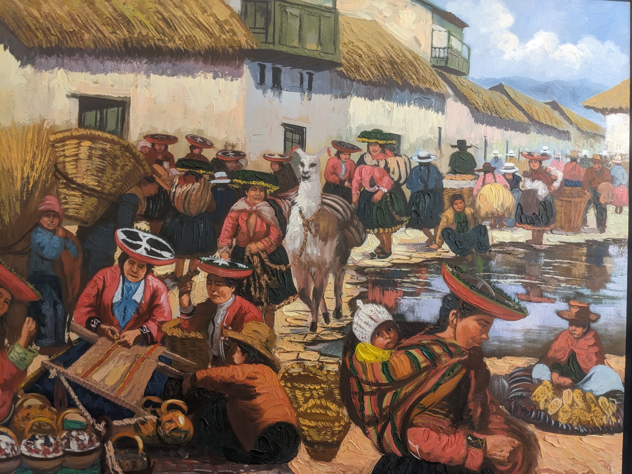 Tableau - huile sur toile scène de vie - Photo 8
