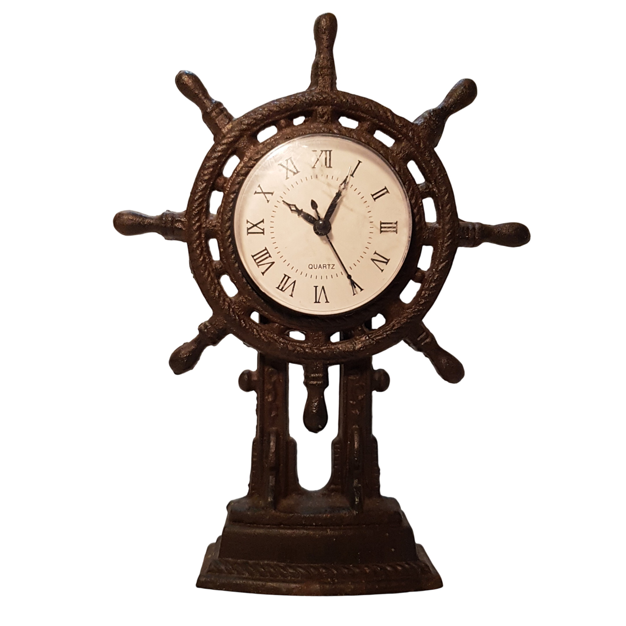 Horloge en fonte en forme de gouvernail - Photo 0