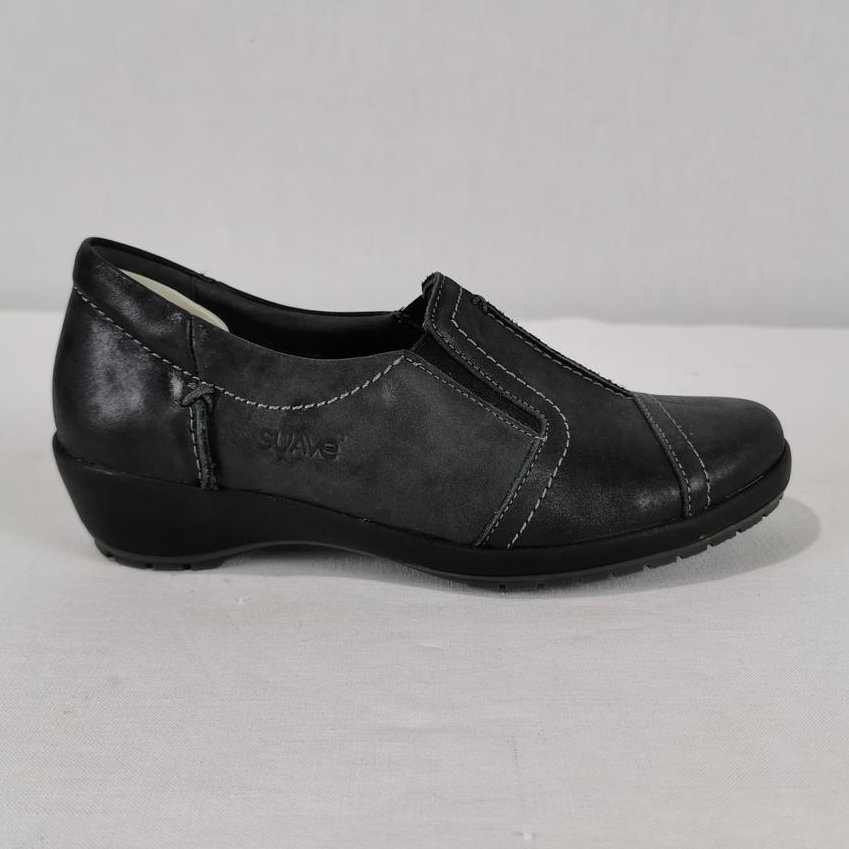 Mocassins cuir gris femme - Suave taille 35  Très bon état -  reconditionné disponible sur Label Emmaüs