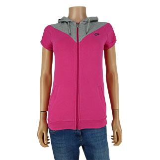 Sweat-shirt rose et gris à manches courtes avec capuche - femme - Nike - taille 34/36 - Photo 0