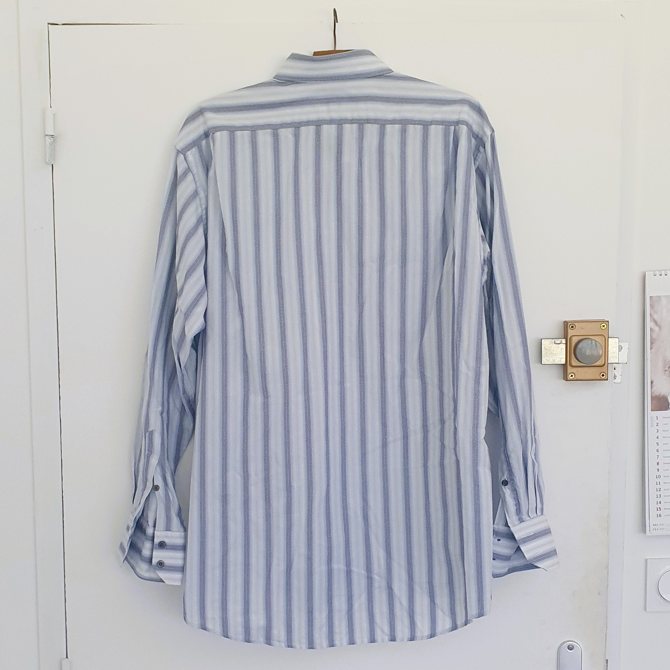 Chemise Lacoste manche longue taille 43 rayée bleu & blanc - Photo 4