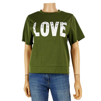 T-shirt kaki imprimé - femme - taille L - Photo 0