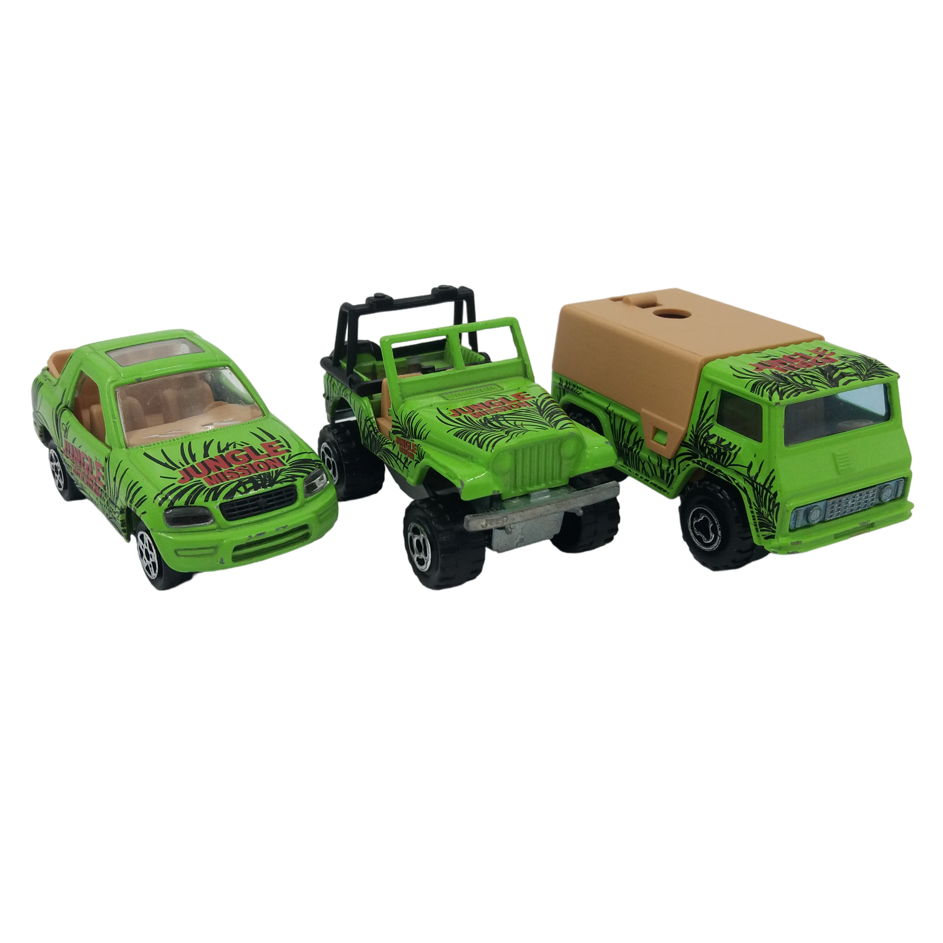 Lot de 3 voitures miniatures vertes, série « JUNGLE » de MAJORETTE  - Très bon état sur Label Emmaüs