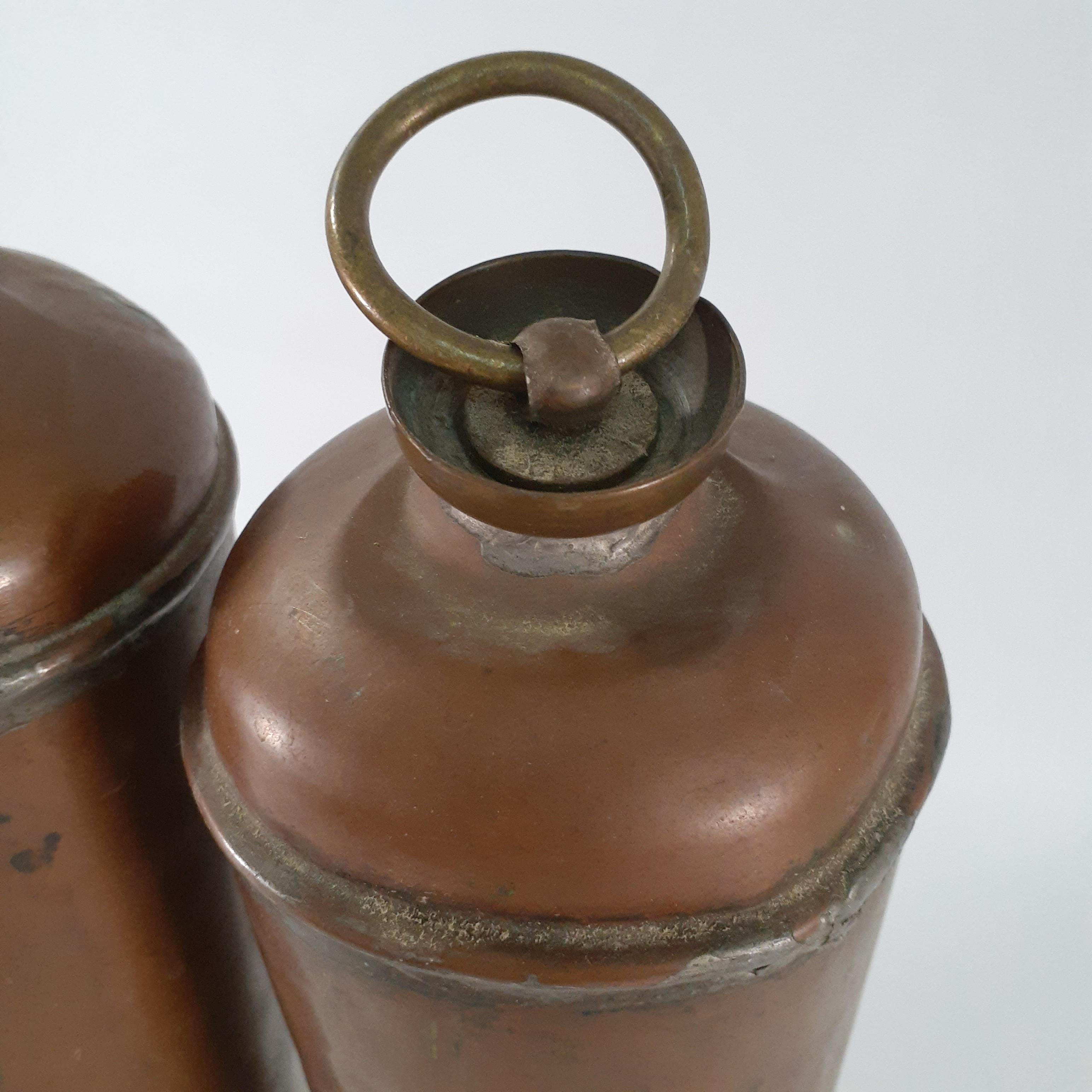 Lot de 4 anciennes bouillotes/chauffe-lit en laiton et cuivre - Photo 3