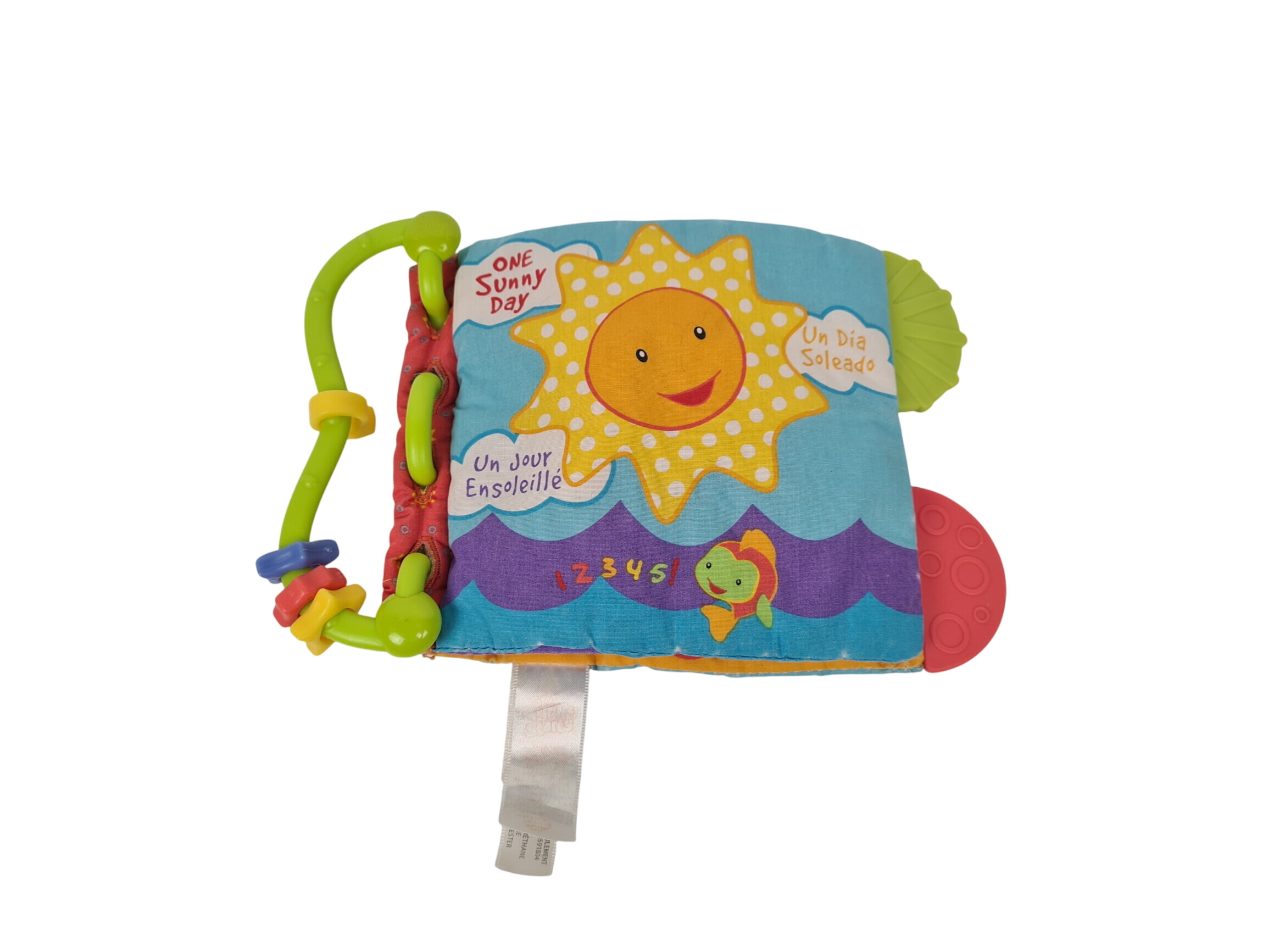 Jeu d'éveil - Livre en tissu avec anneaux de dentition Soleil - 0/3 ans - Photo 0